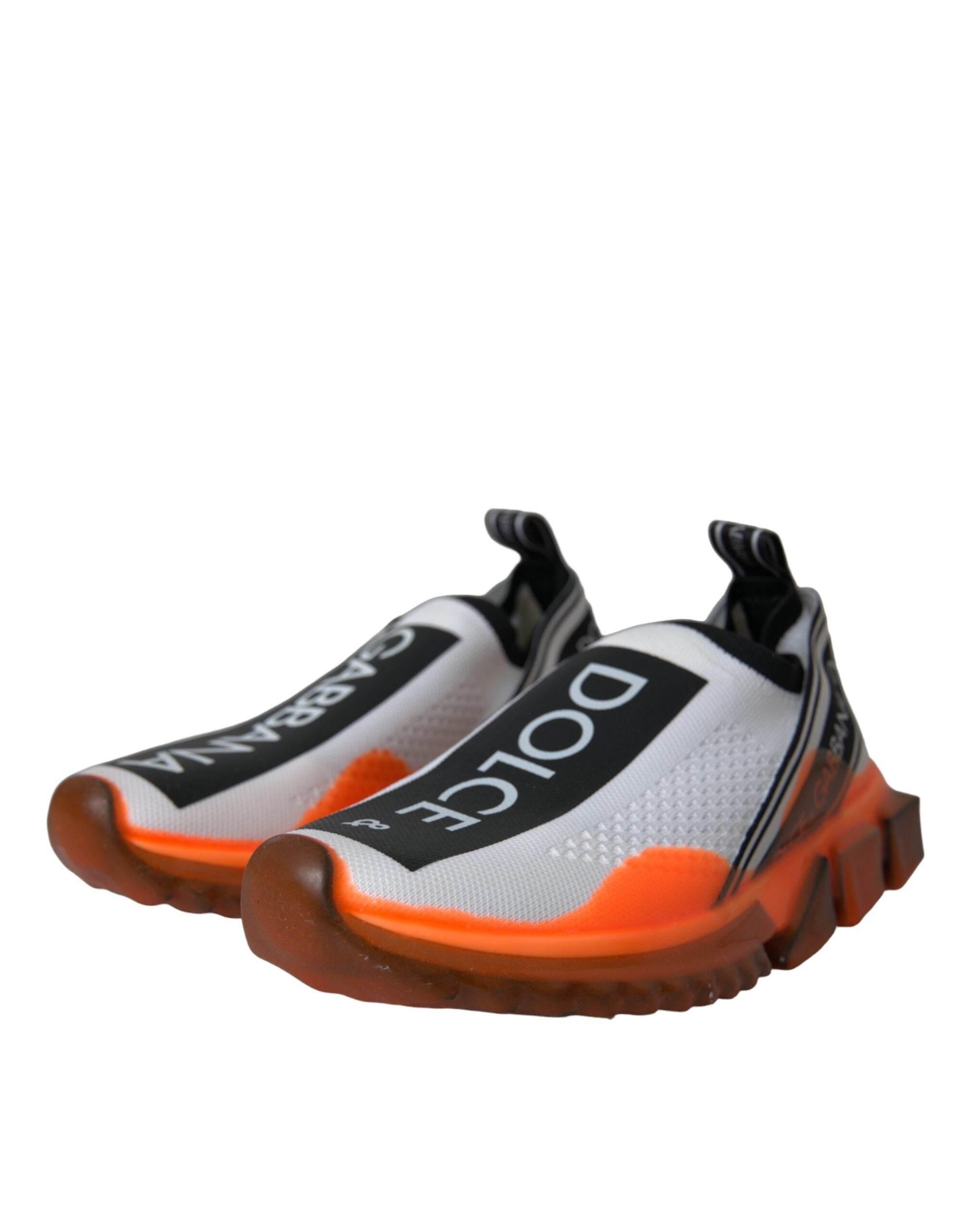 Dolce & Gabbana Black White Orange Slip On Sorrento Sneakers Shoes - Hilstor