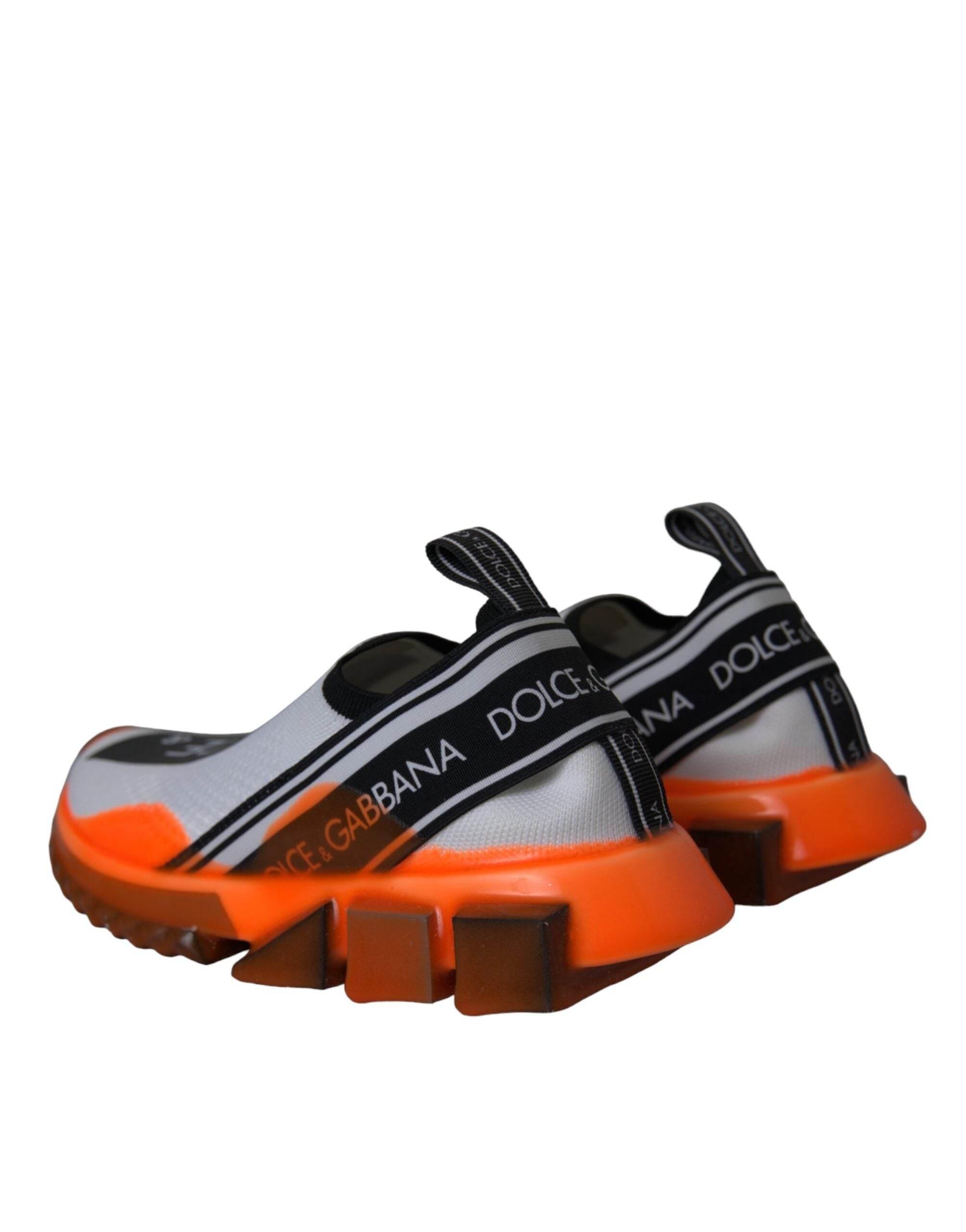 Dolce & Gabbana Black White Orange Slip On Sorrento Sneakers Shoes - Hilstor