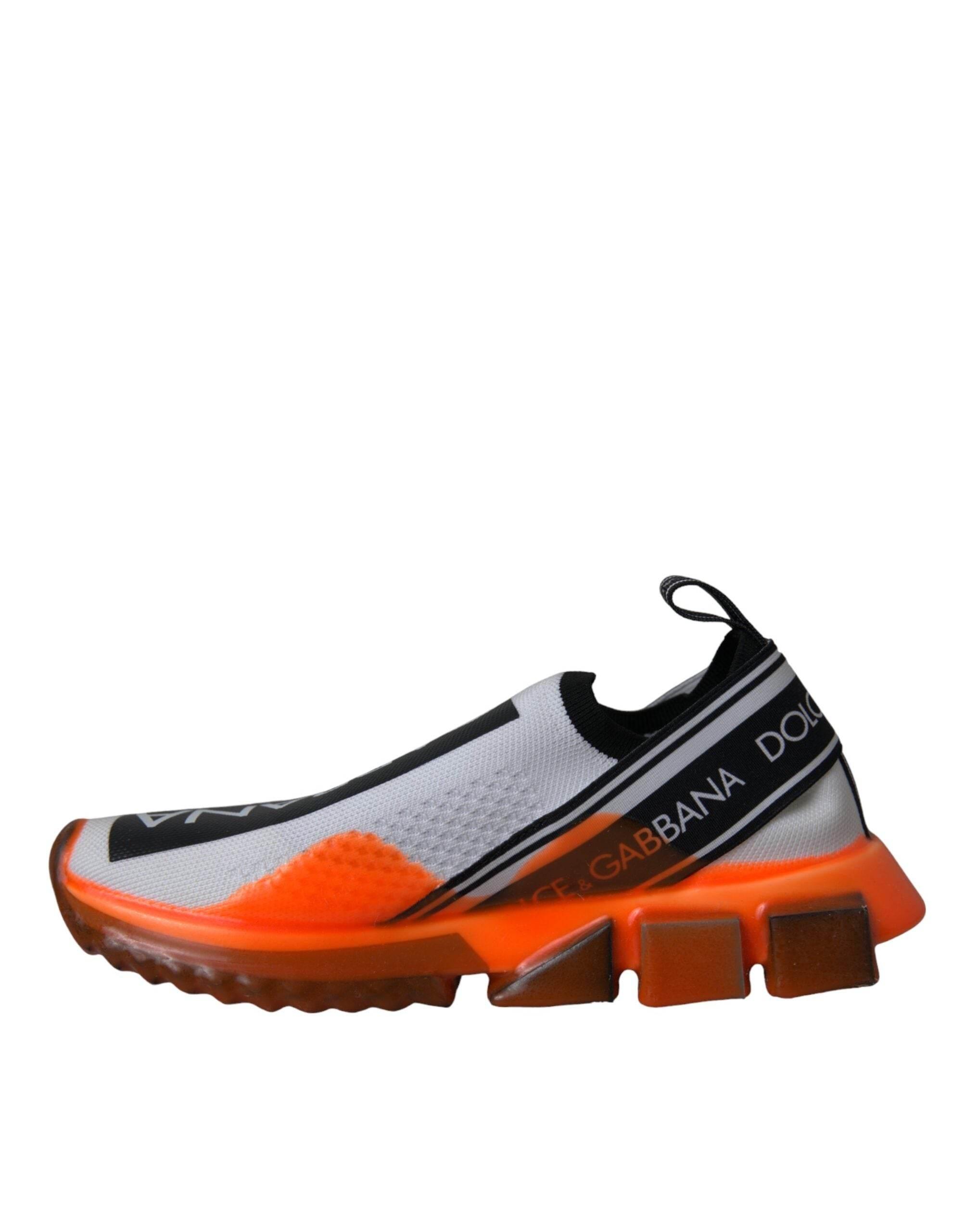 Dolce & Gabbana Black White Orange Slip On Sorrento Sneakers Shoes - Hilstor