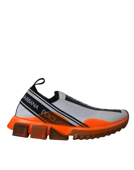 Dolce & Gabbana Black White Orange Slip On Sorrento Sneakers Shoes - Hilstor