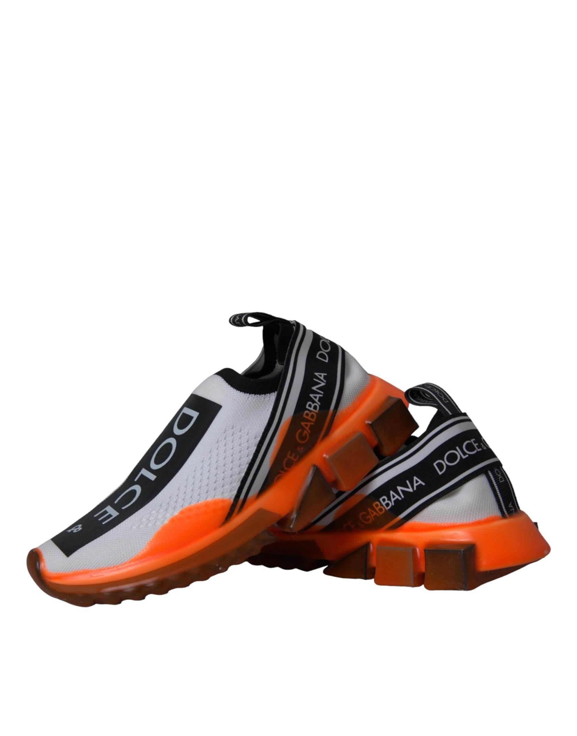 Dolce & Gabbana Black White Orange Slip On Sorrento Sneakers Shoes - Hilstor