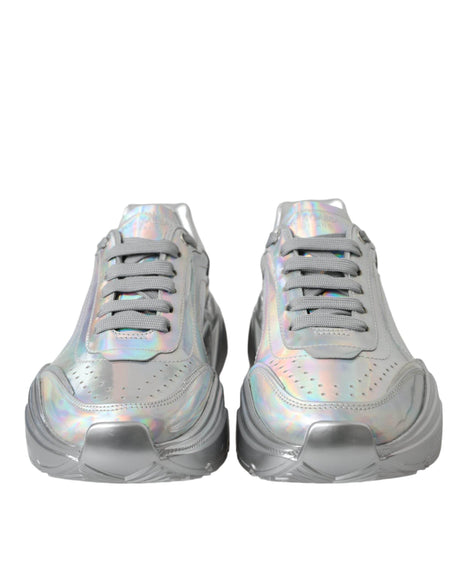 Dolce & Gabbana Silver Iridescent DAYMASTER Leather Sneakers Shoes - Hilstor