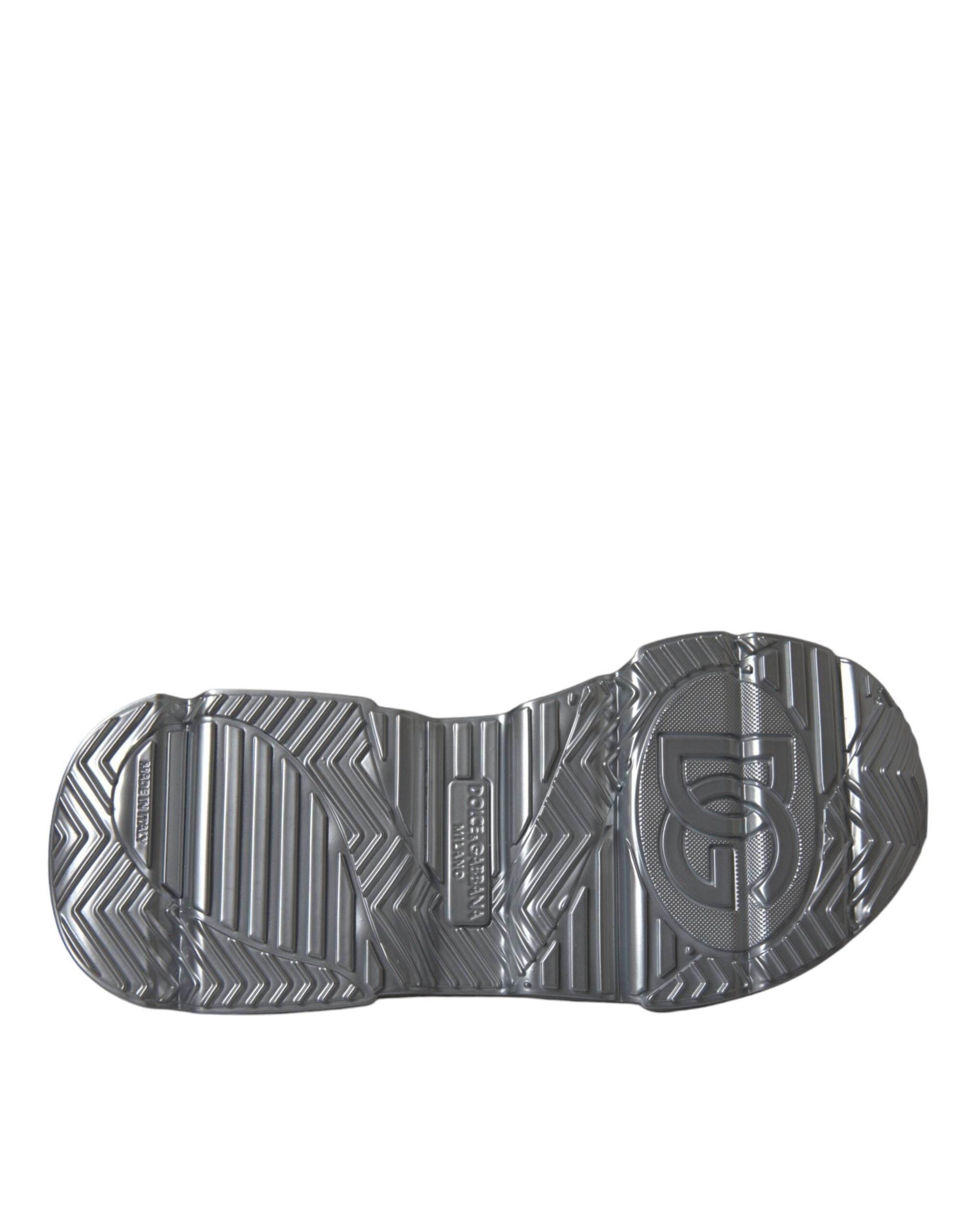 Dolce & Gabbana Silver Iridescent DAYMASTER Leather Sneakers Shoes - Hilstor
