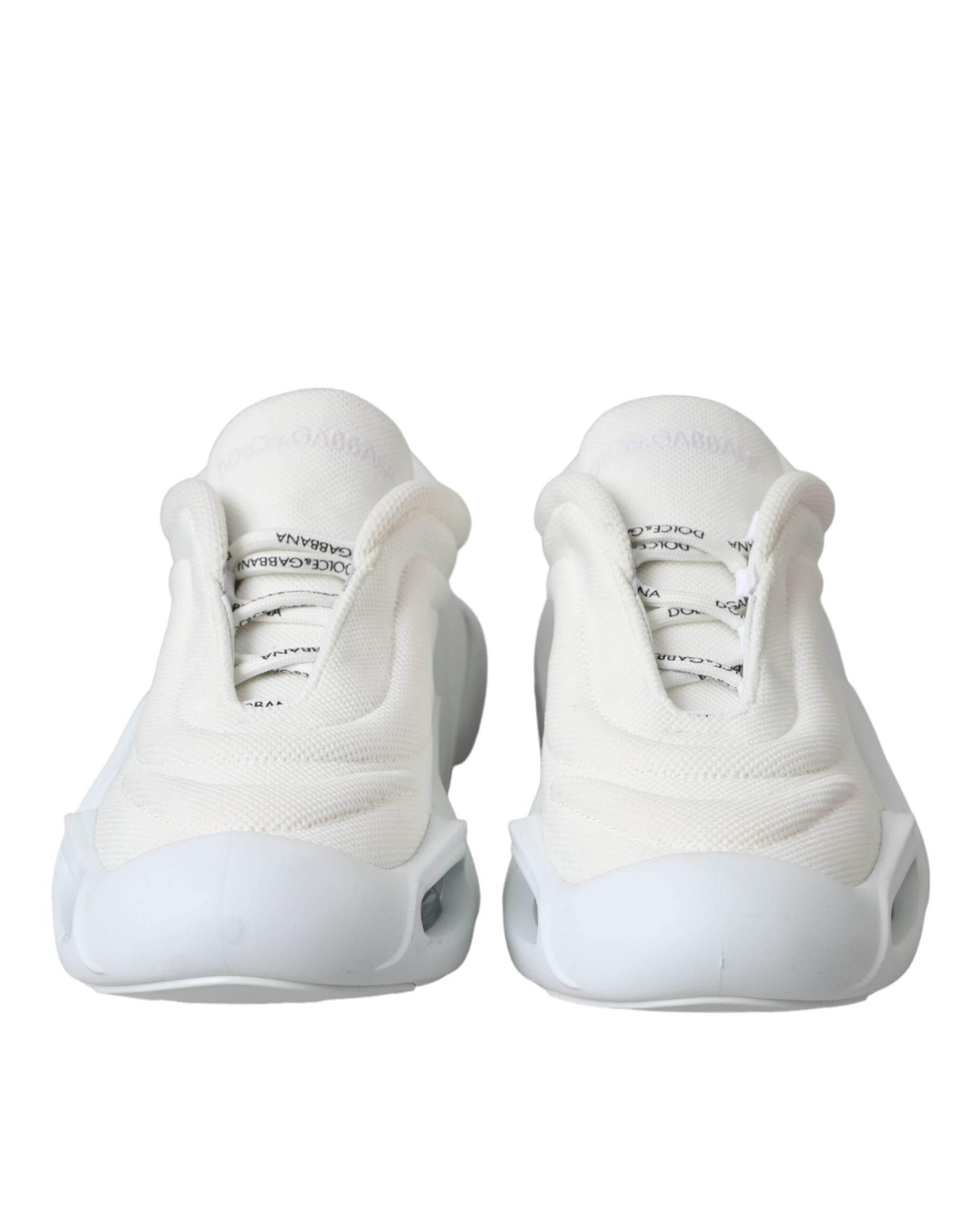 Dolce & Gabbana White Padded Fabric Wave Low Top Sneakers Shoes - Hilstor