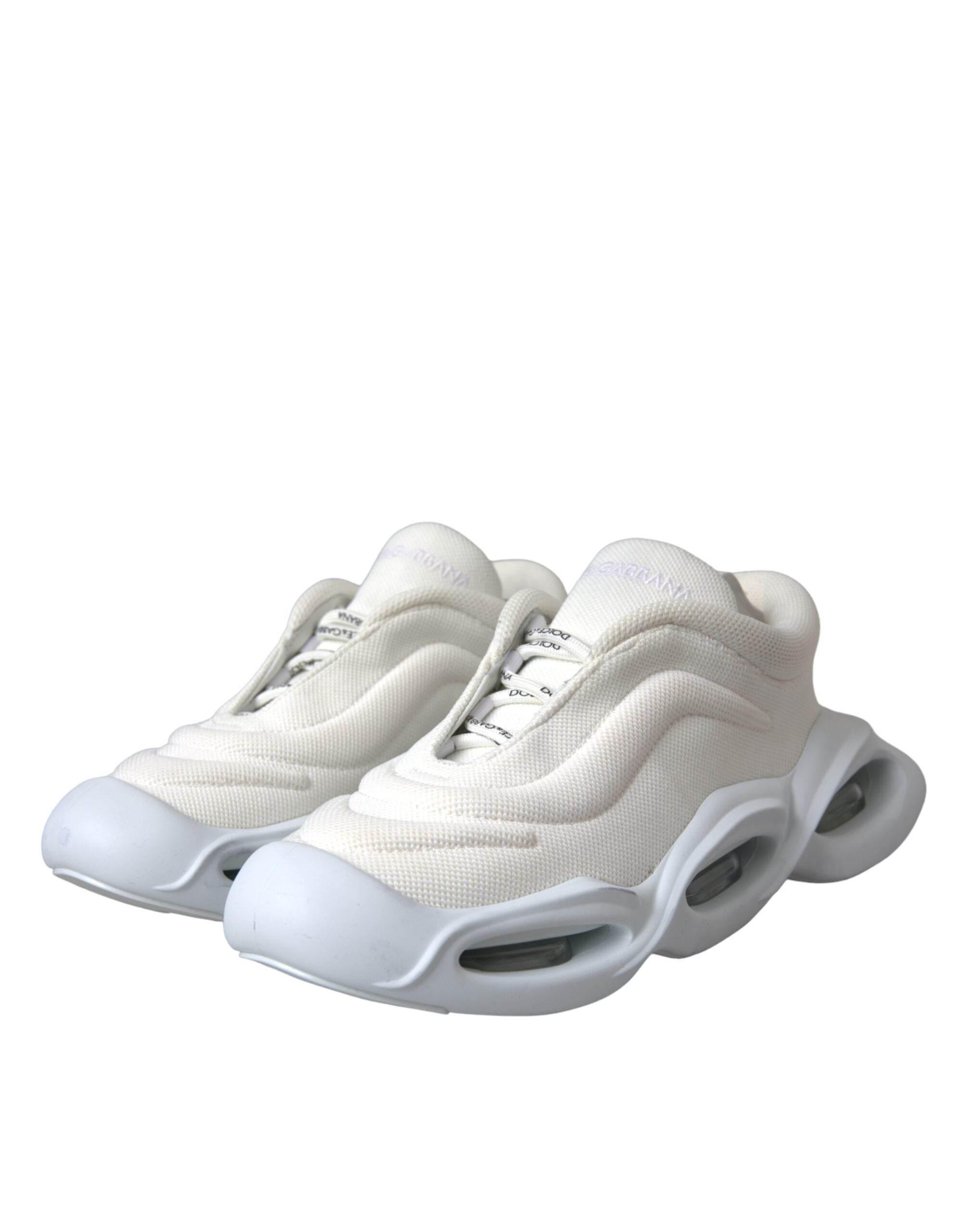 Dolce & Gabbana White Padded Fabric Wave Low Top Sneakers Shoes - Hilstor