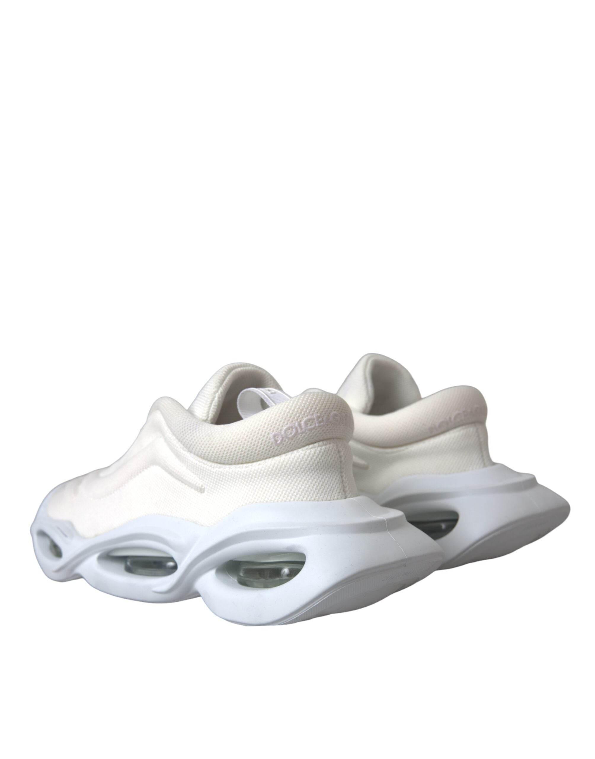 Dolce & Gabbana White Padded Fabric Wave Low Top Sneakers Shoes - Hilstor