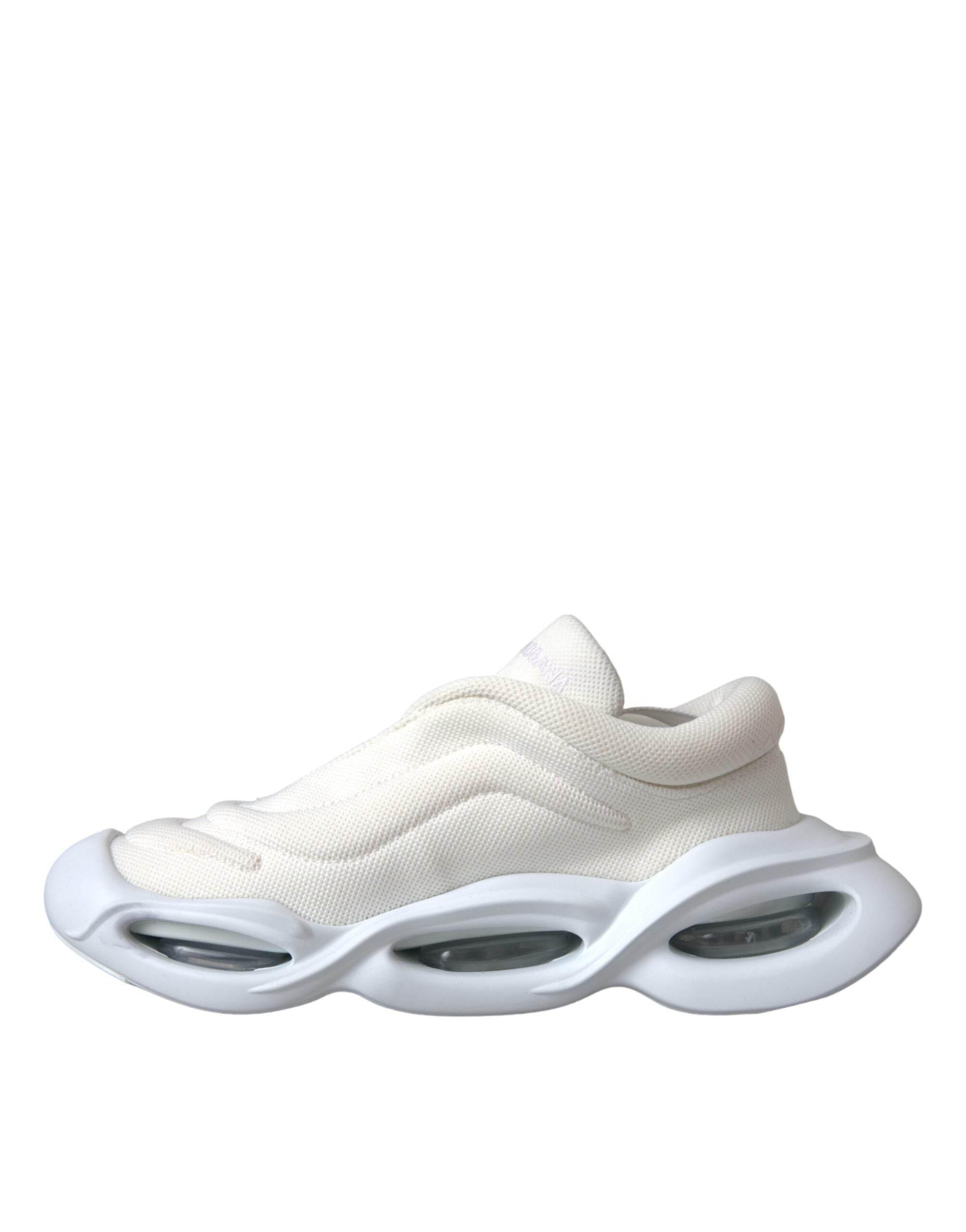 Dolce & Gabbana White Padded Fabric Wave Low Top Sneakers Shoes - Hilstor