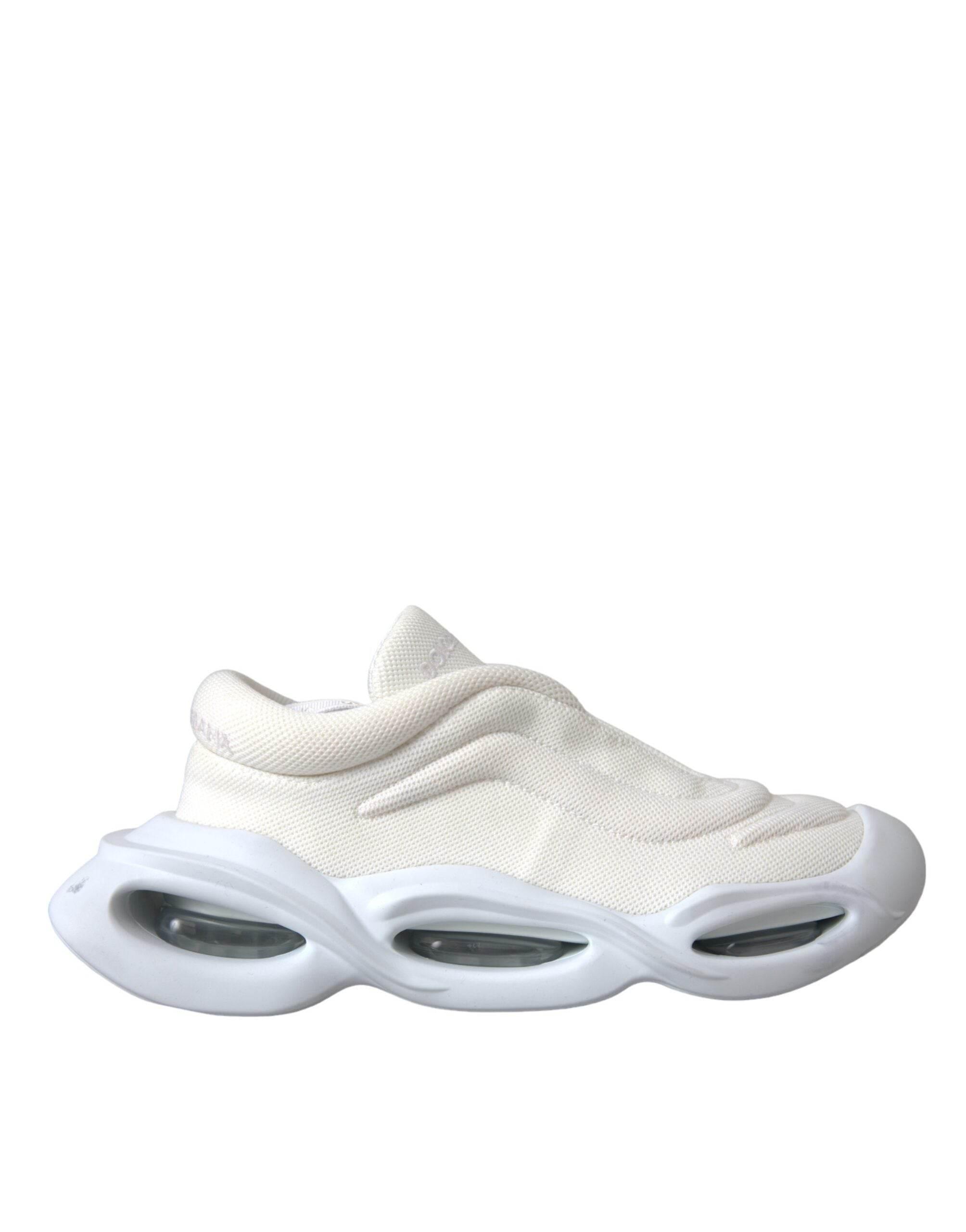 Dolce & Gabbana White Padded Fabric Wave Low Top Sneakers Shoes - Hilstor