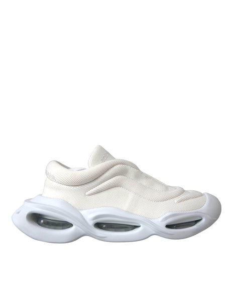 Dolce & Gabbana White Padded Fabric Wave Low Top Sneakers Shoes - Hilstor