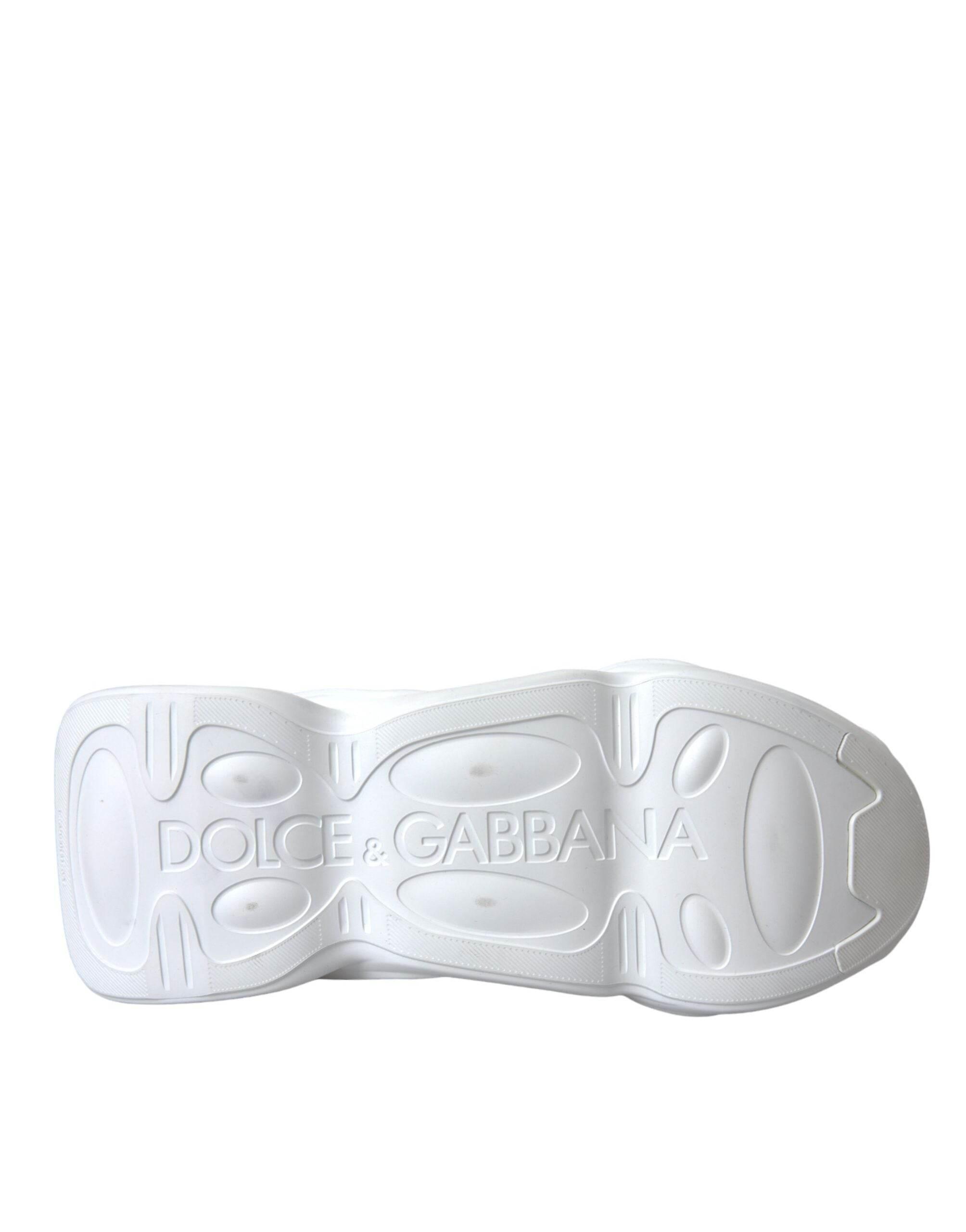 Dolce & Gabbana White Padded Fabric Wave Low Top Sneakers Shoes - Hilstor