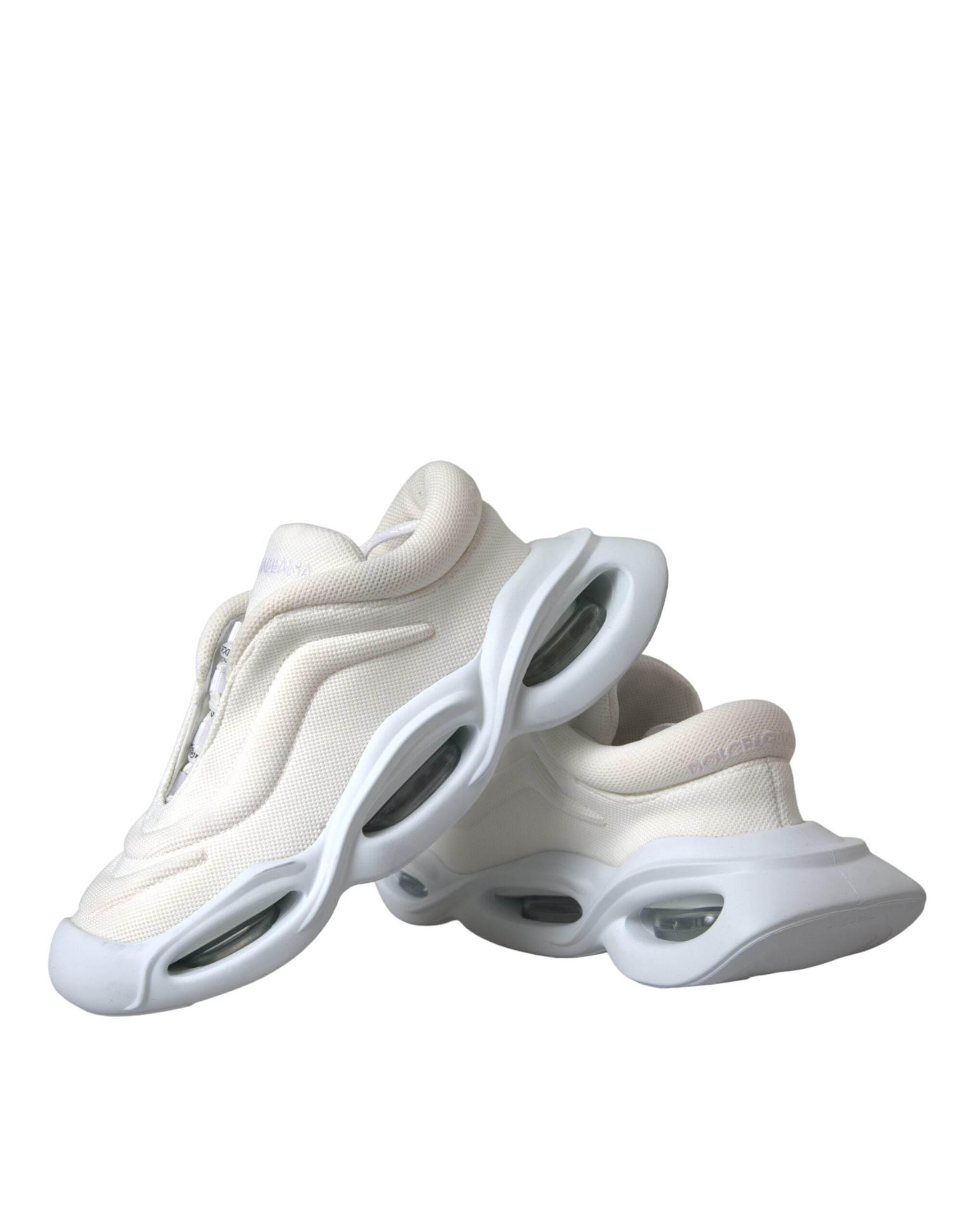 Dolce & Gabbana White Padded Fabric Wave Low Top Sneakers Shoes - Hilstor