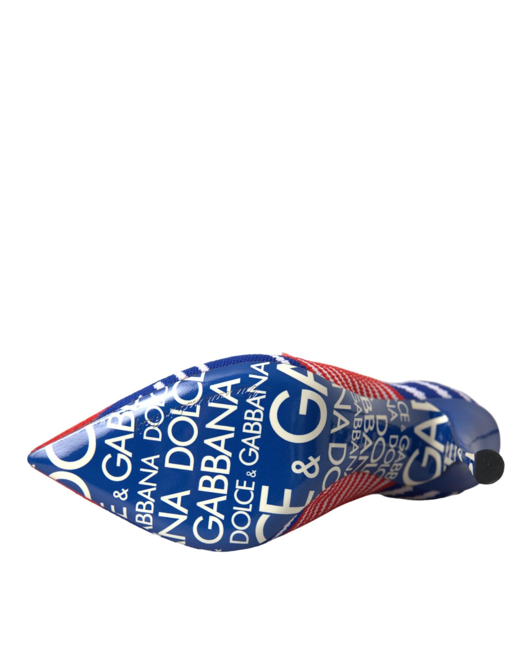 Dolce & Gabbana Red Blue Stretch Sock Style Short Boots Logo Shoes - Hilstor