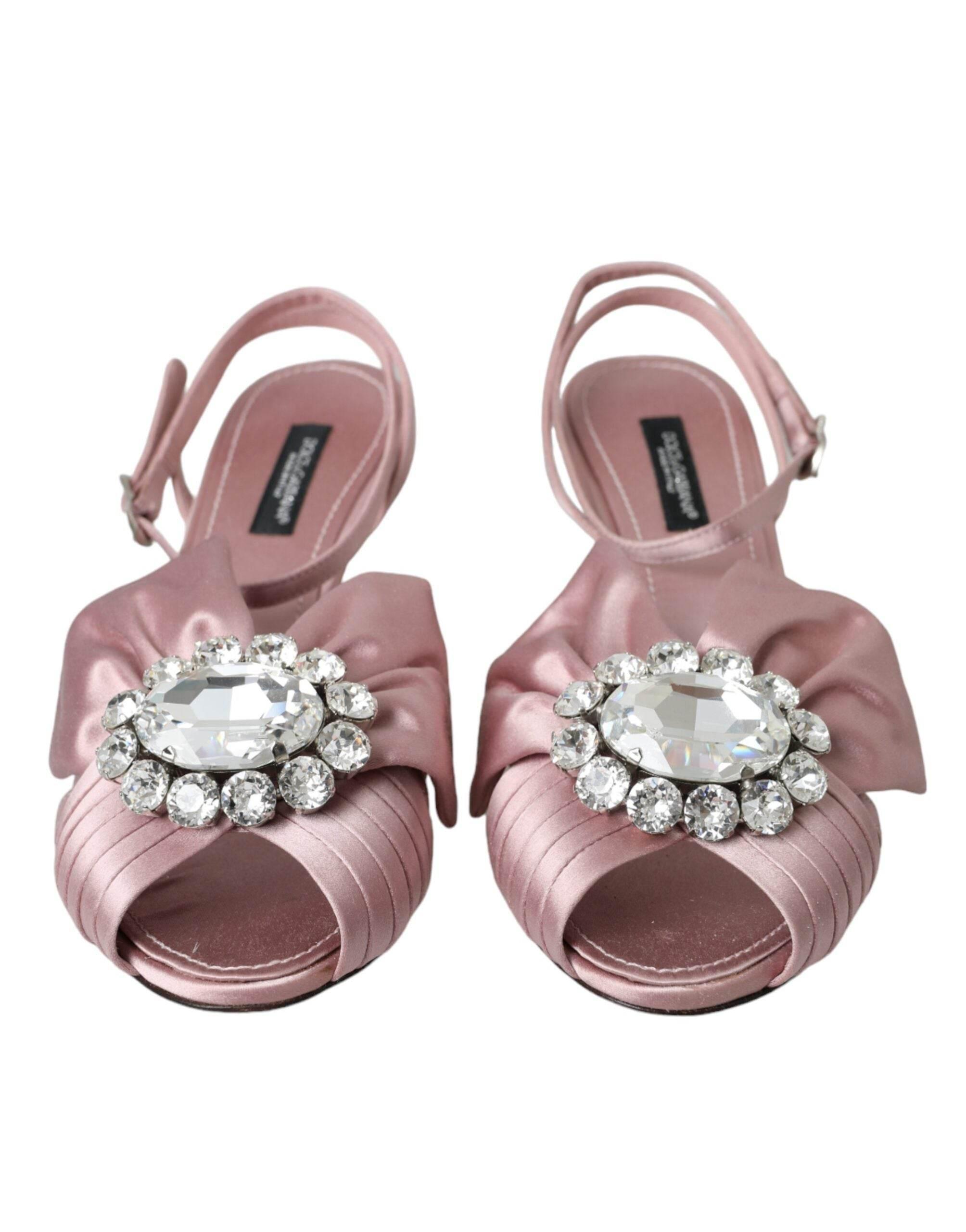 Dolce & Gabbana Pink Keira Crystal Heels Sandals Shoes - Hilstor