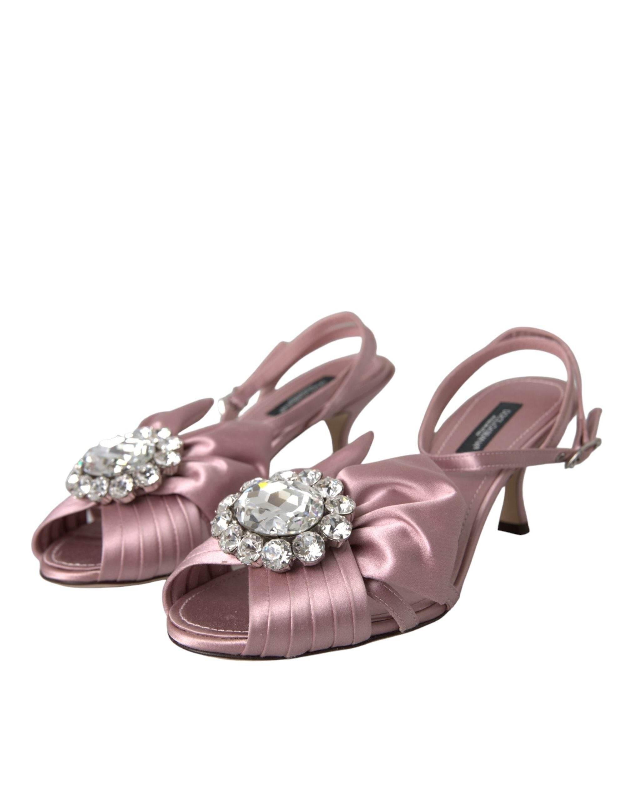 Dolce & Gabbana Pink Keira Crystal Heels Sandals Shoes - Hilstor