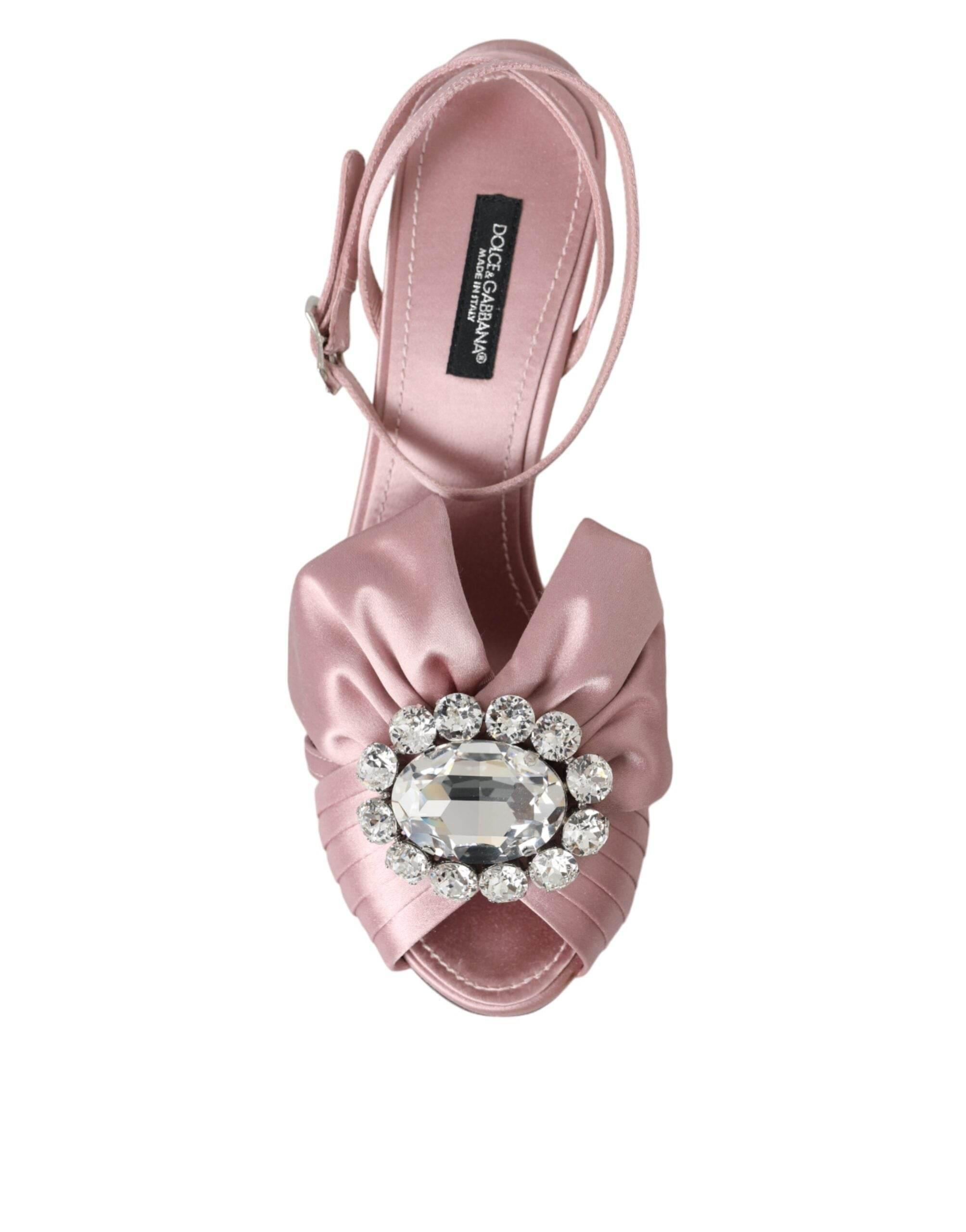 Dolce & Gabbana Pink Keira Crystal Heels Sandals Shoes - Hilstor
