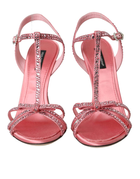 Dolce & Gabbana Pink Strass Ankle Strap Heels Sandals Shoes - Hilstor
