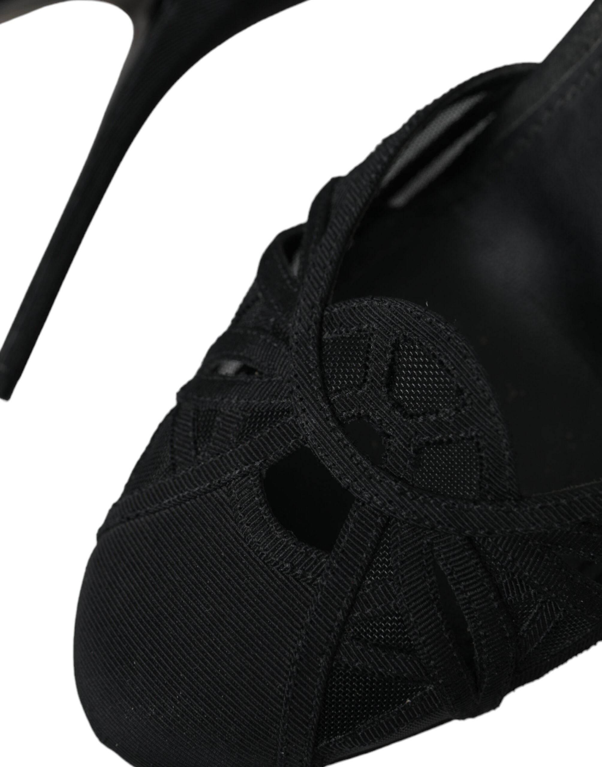 Dolce & Gabbana Black Mesh Ankle Strap Heels Sandals Shoes - Hilstor