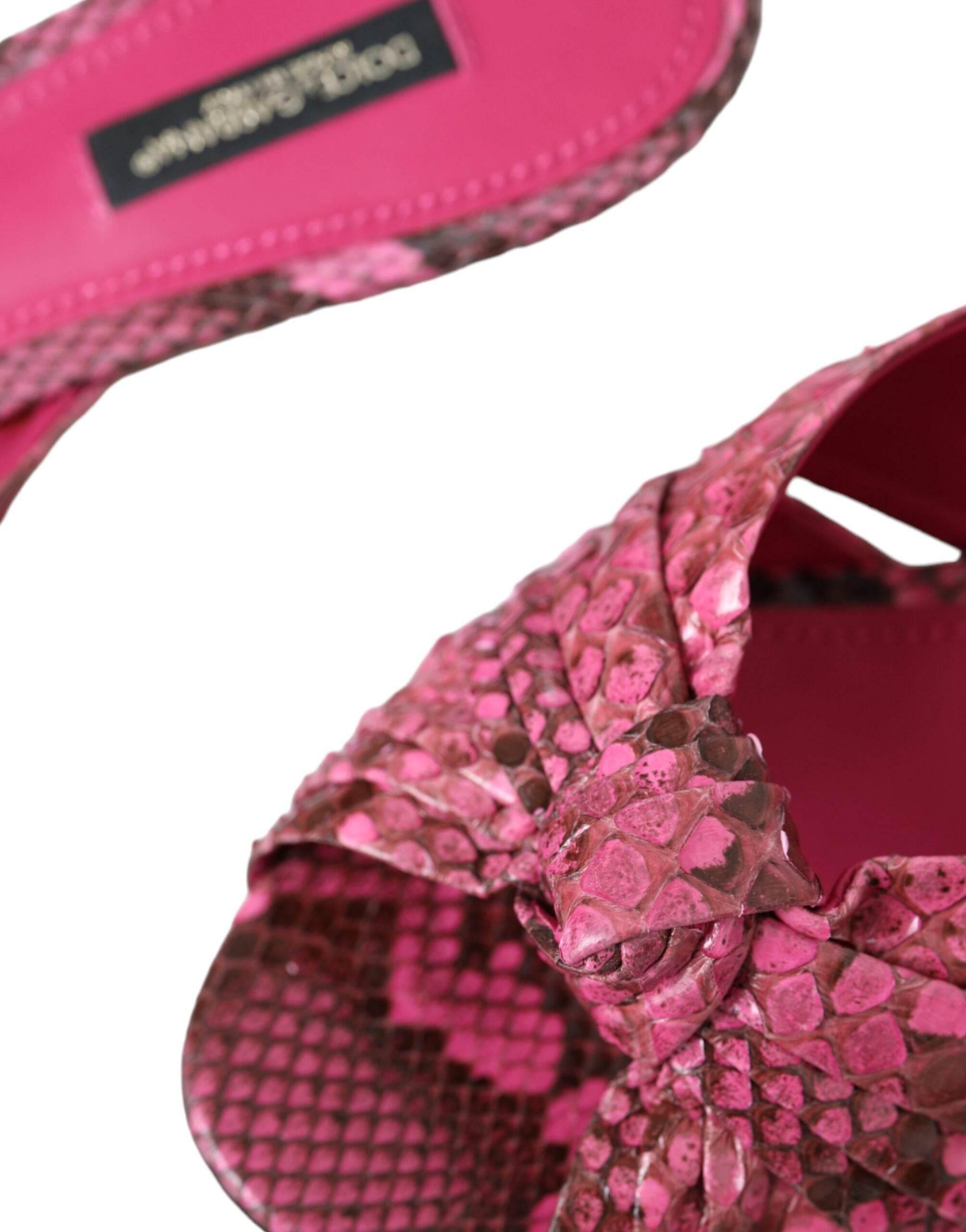 Dolce & Gabbana Pink Exotic Leather Kitten Heels Slides Shoes - Hilstor