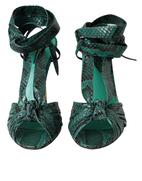 Dolce & Gabbana Green Exotic Leather Heels Sandals Shoes - Hilstor