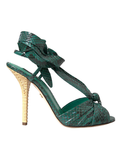 Dolce & Gabbana Green Exotic Leather Heels Sandals Shoes - Hilstor