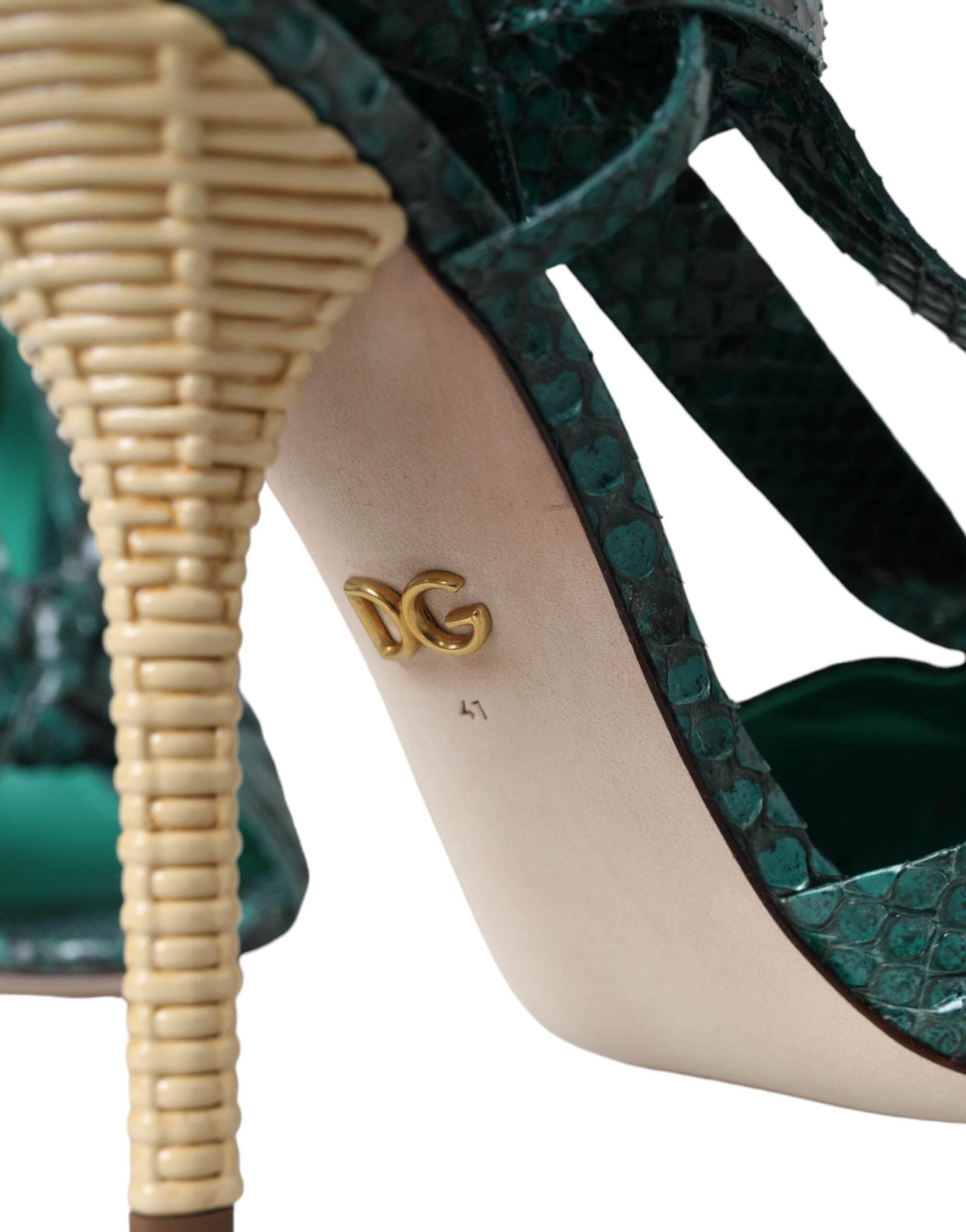 Dolce & Gabbana Green Exotic Leather Heels Sandals Shoes - Hilstor