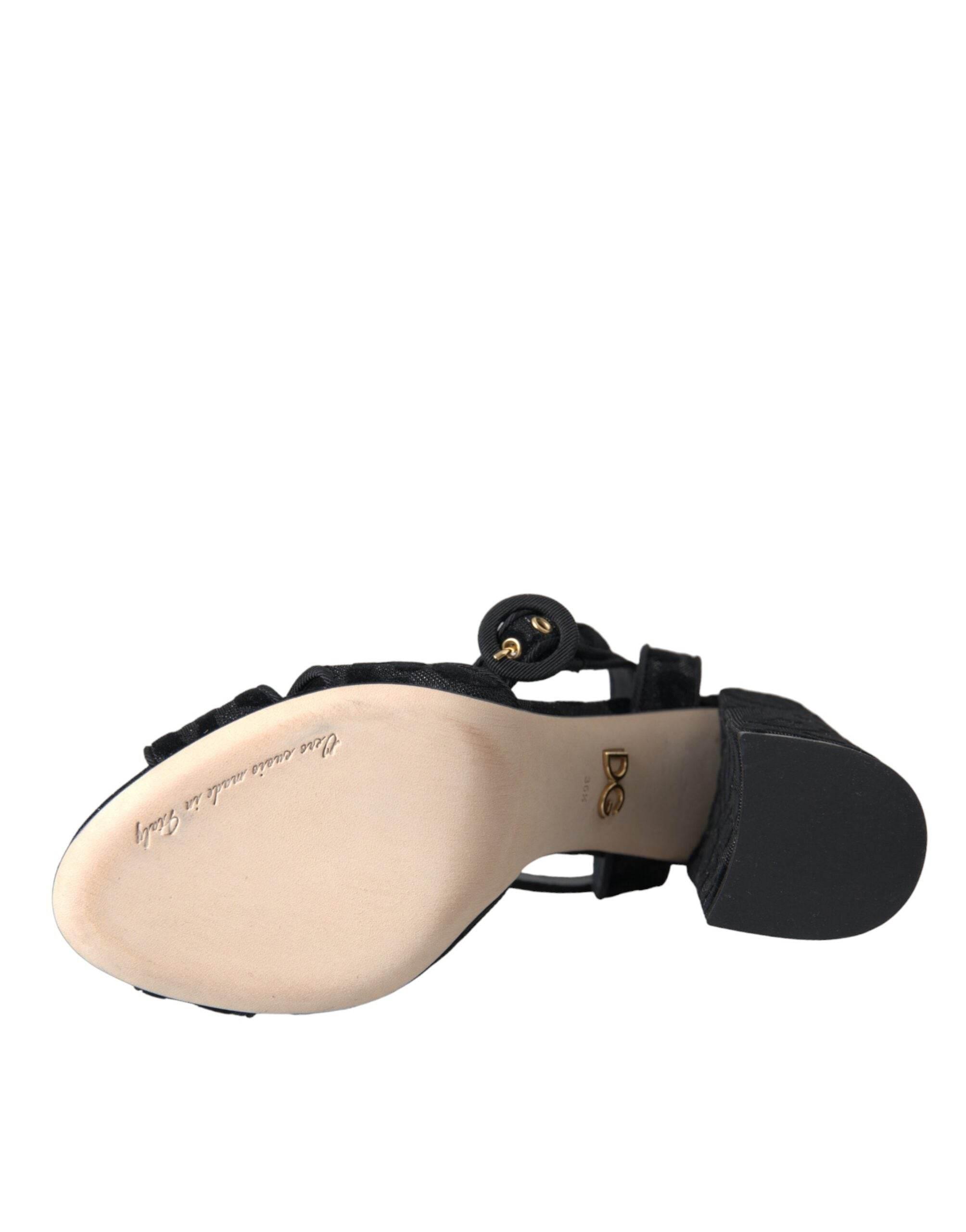 Dolce & Gabbana Black Leopard Suede Heels Sandals Shoes - Hilstor
