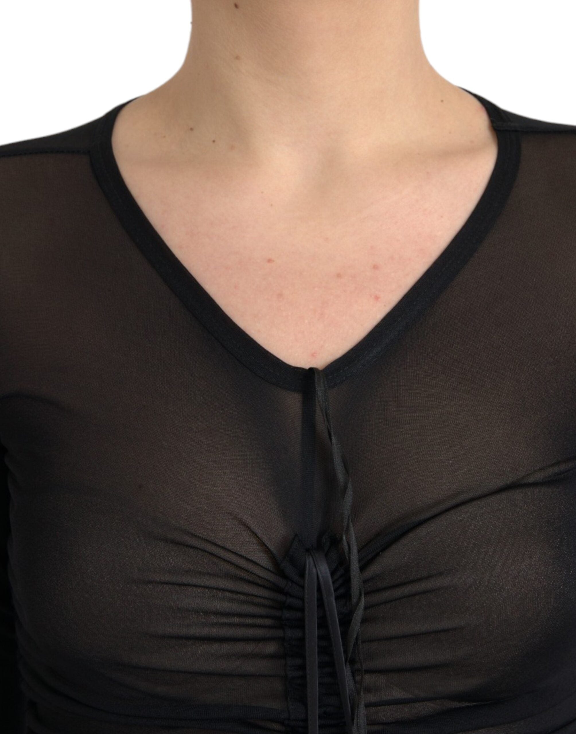 Dolce &amp; Gabbana Black Sheer Bodycon Sheath Midi-kjole