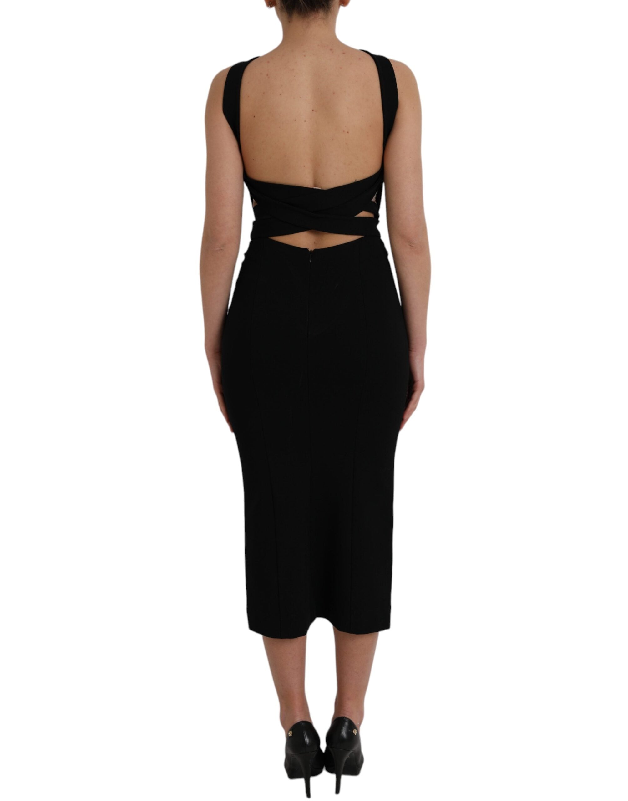 Dolce &amp; Gabbana sort skede Halter ærmeløs midikjole