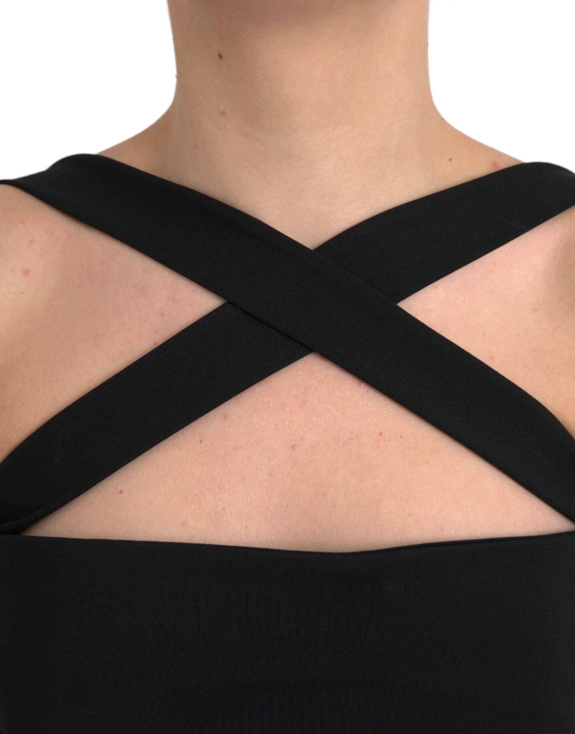 Dolce &amp; Gabbana sort skede Halter ærmeløs midikjole