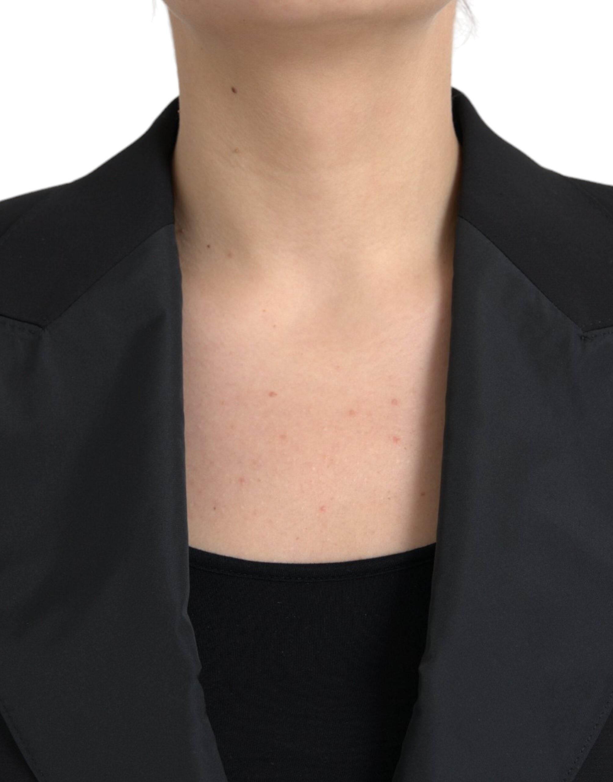 Dolce & Gabbana Black Polyester Puffed Sleeves Cropped Jacket - Hilstor