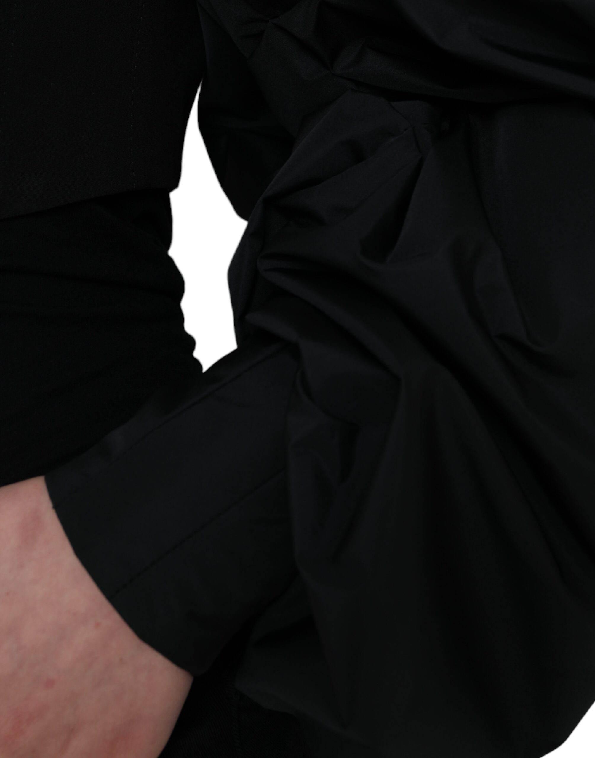 Dolce & Gabbana Black Polyester Puffed Sleeves Cropped Jacket - Hilstor