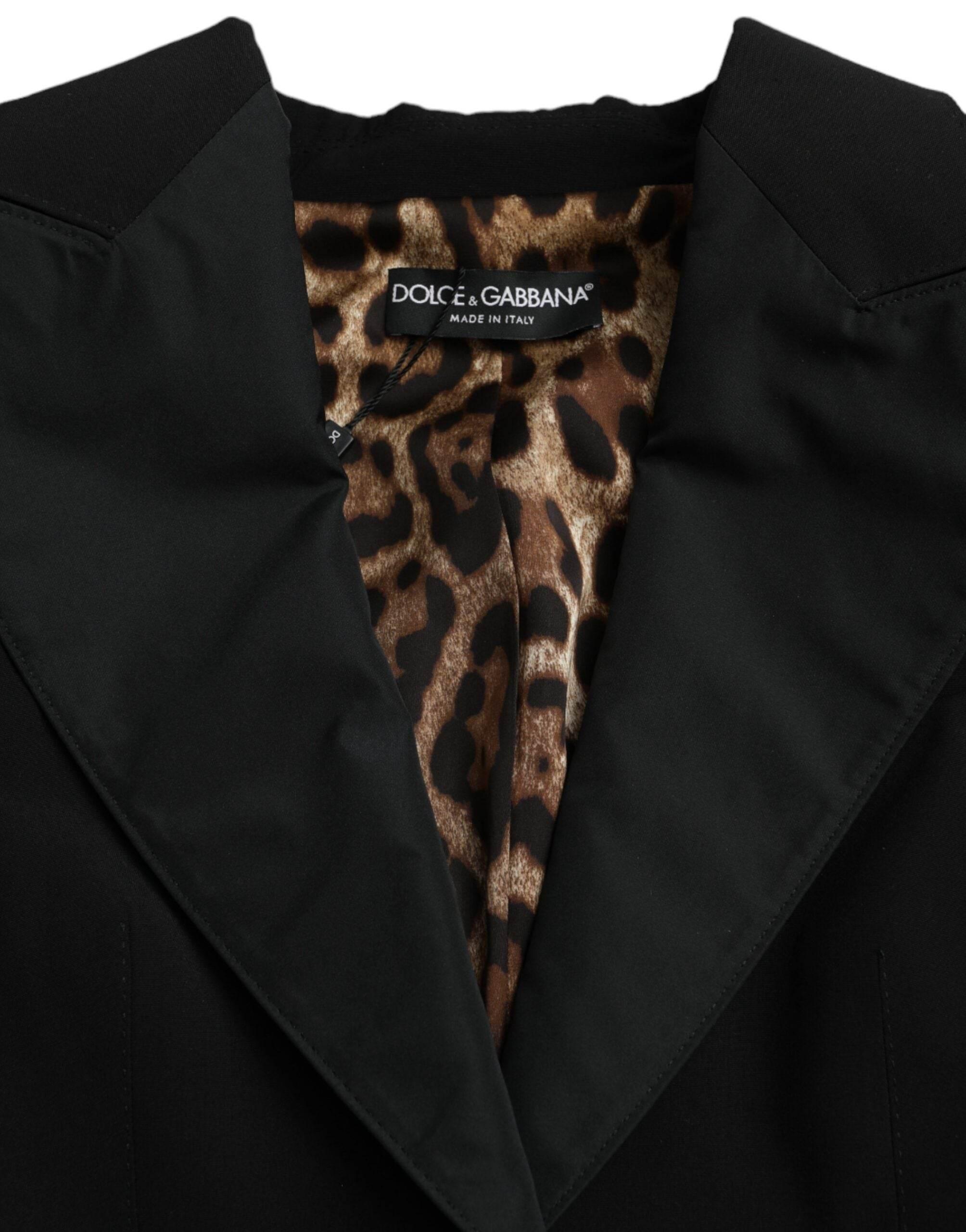 Dolce & Gabbana Black Polyester Puffed Sleeves Cropped Jacket - Hilstor