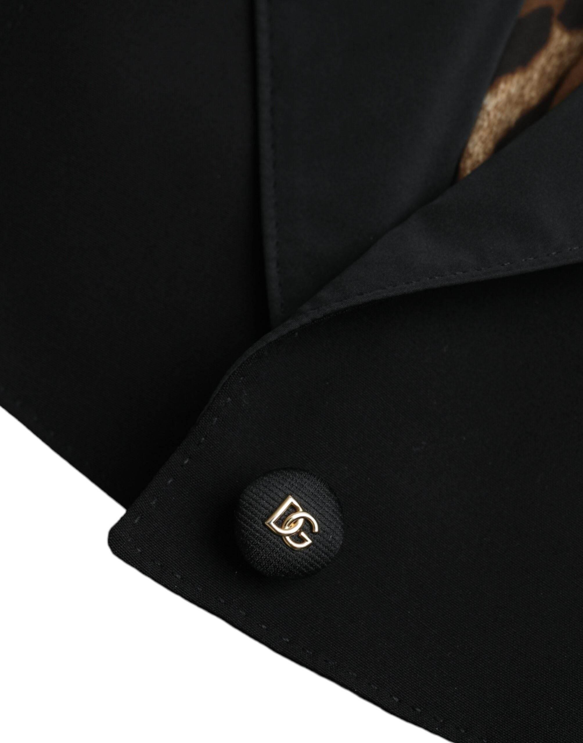 Dolce & Gabbana Black Polyester Puffed Sleeves Cropped Jacket - Hilstor