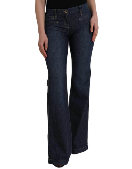 PLEIN SUD Dark Blue Cotton Bootcut Denim Jeans - Hilstor