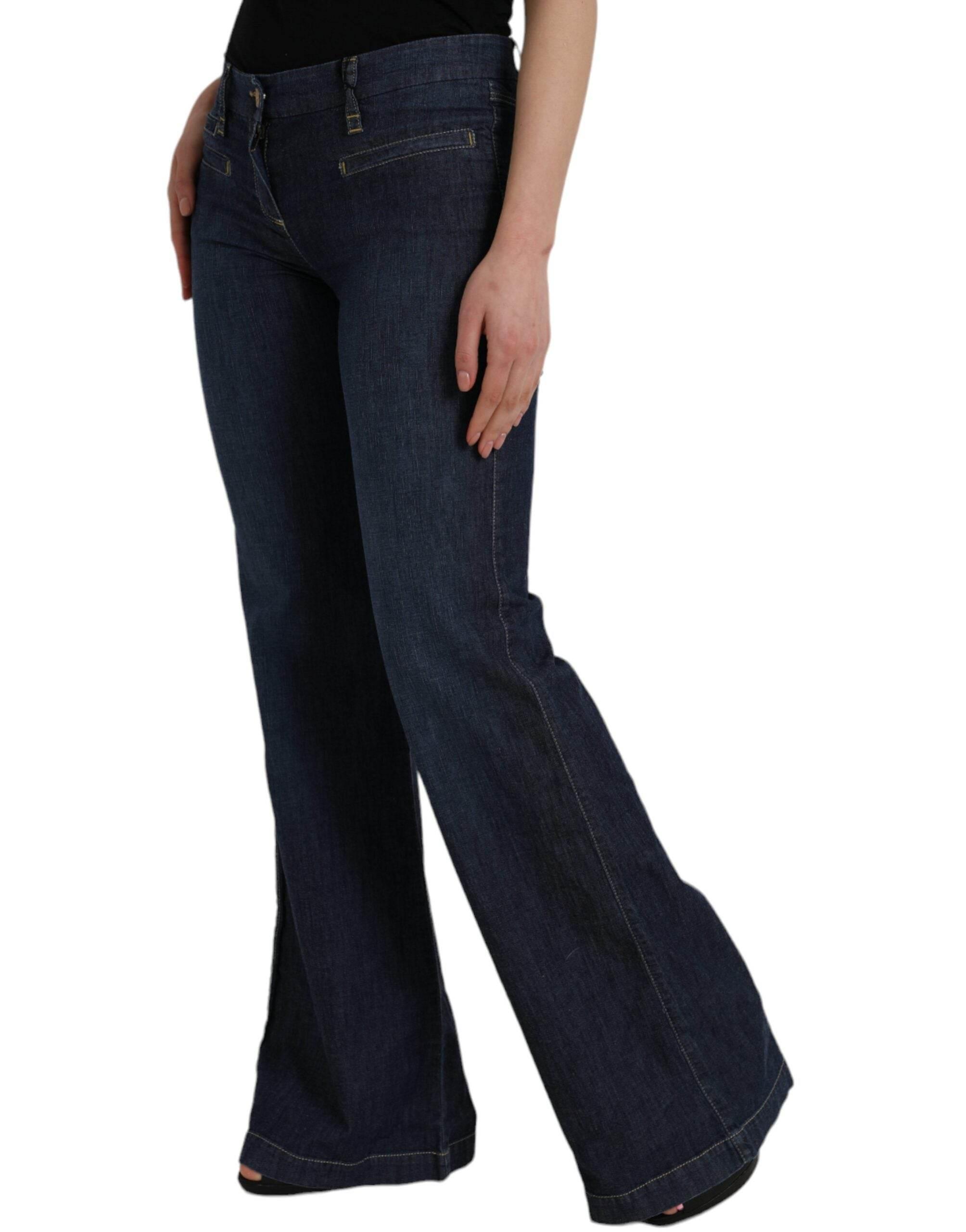 PLEIN SUD Dark Blue Cotton Bootcut Denim Jeans - Hilstor