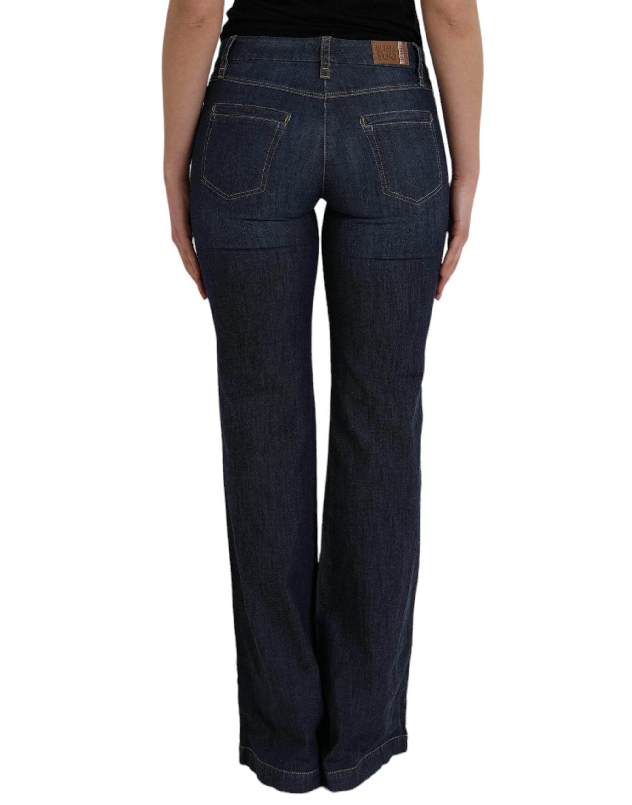 PLEIN SUD Dark Blue Cotton Bootcut Denim Jeans - Hilstor