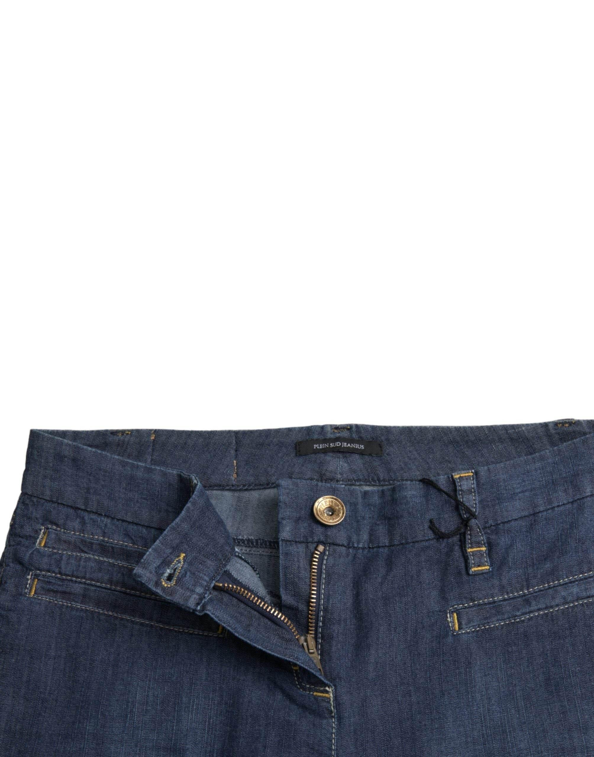 PLEIN SUD Dark Blue Cotton Bootcut Denim Jeans - Hilstor