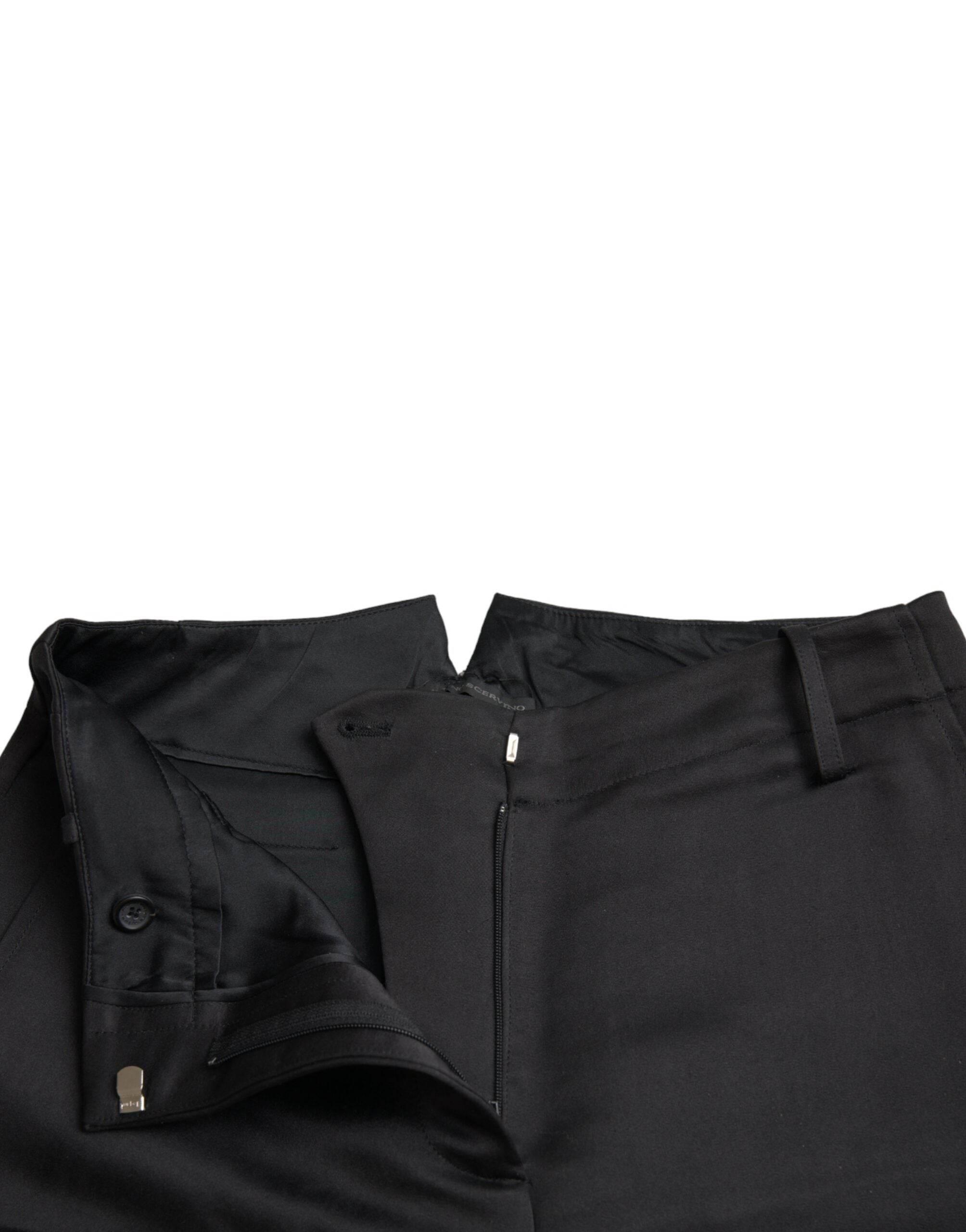 Ermanno Scervino Black High Waist Capri Cropped Pants - Hilstor