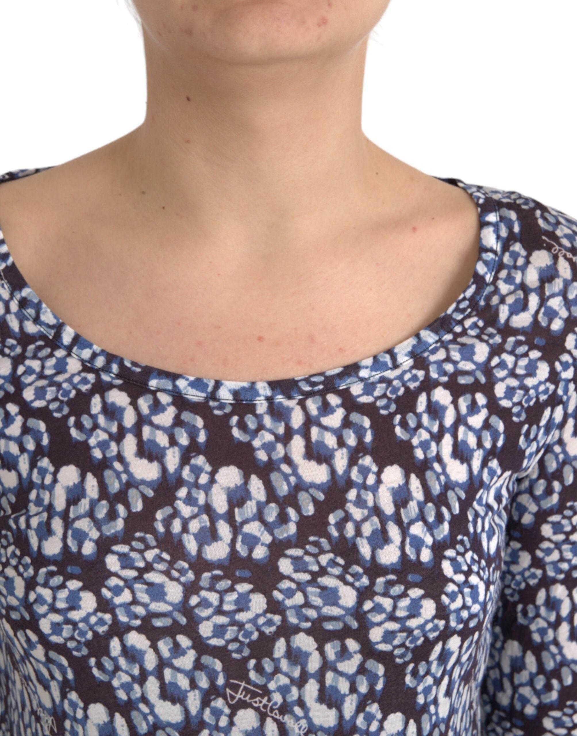 Just Cavalli Blue Floral Lace Long Sleeves Top Underwear Blouse - Hilstor