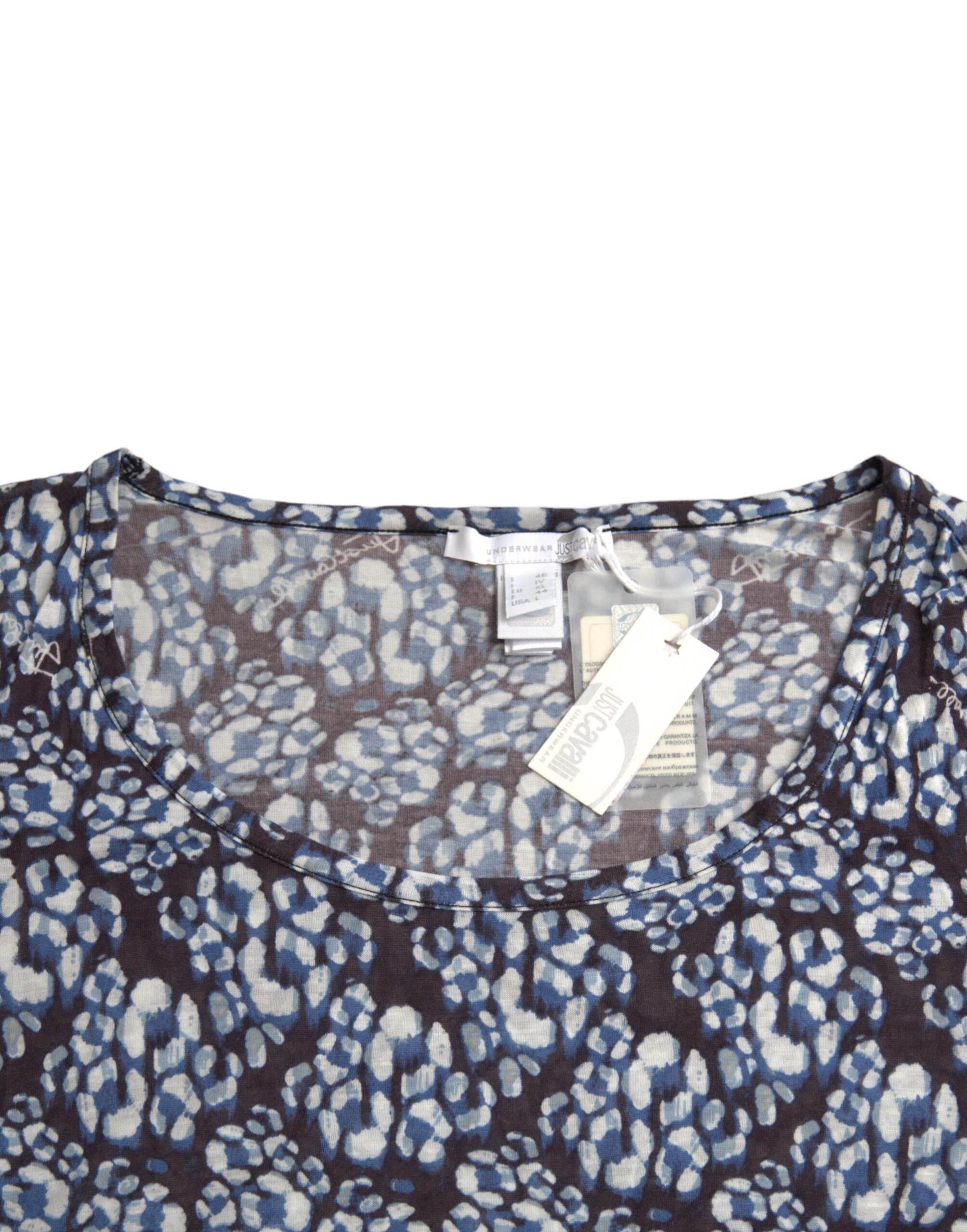 Just Cavalli Blue Floral Lace Long Sleeves Top Underwear Blouse - Hilstor