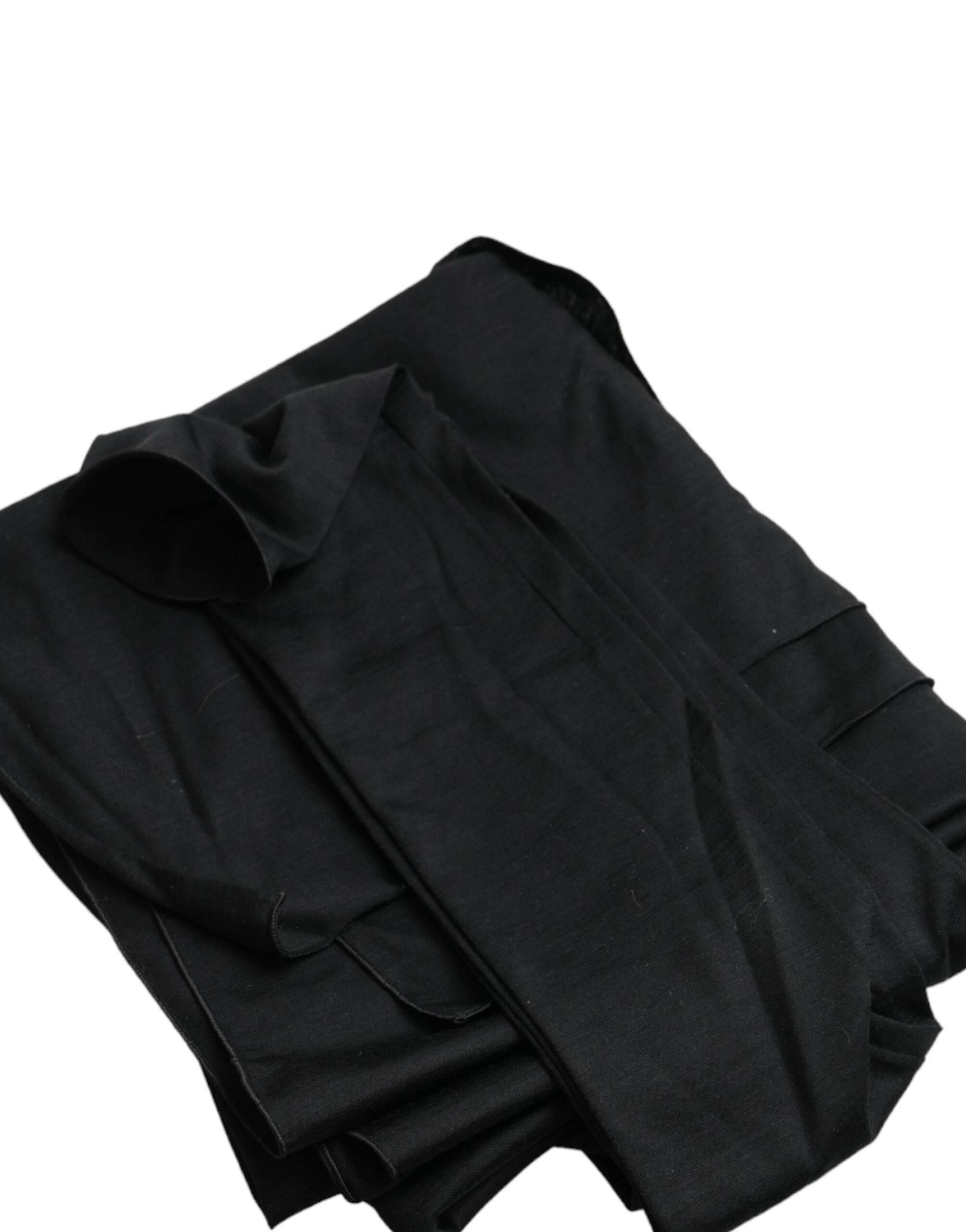 Dolce & Gabbana Black Wool Cutout Asymmetric Long Sleeve Top - Hilstor
