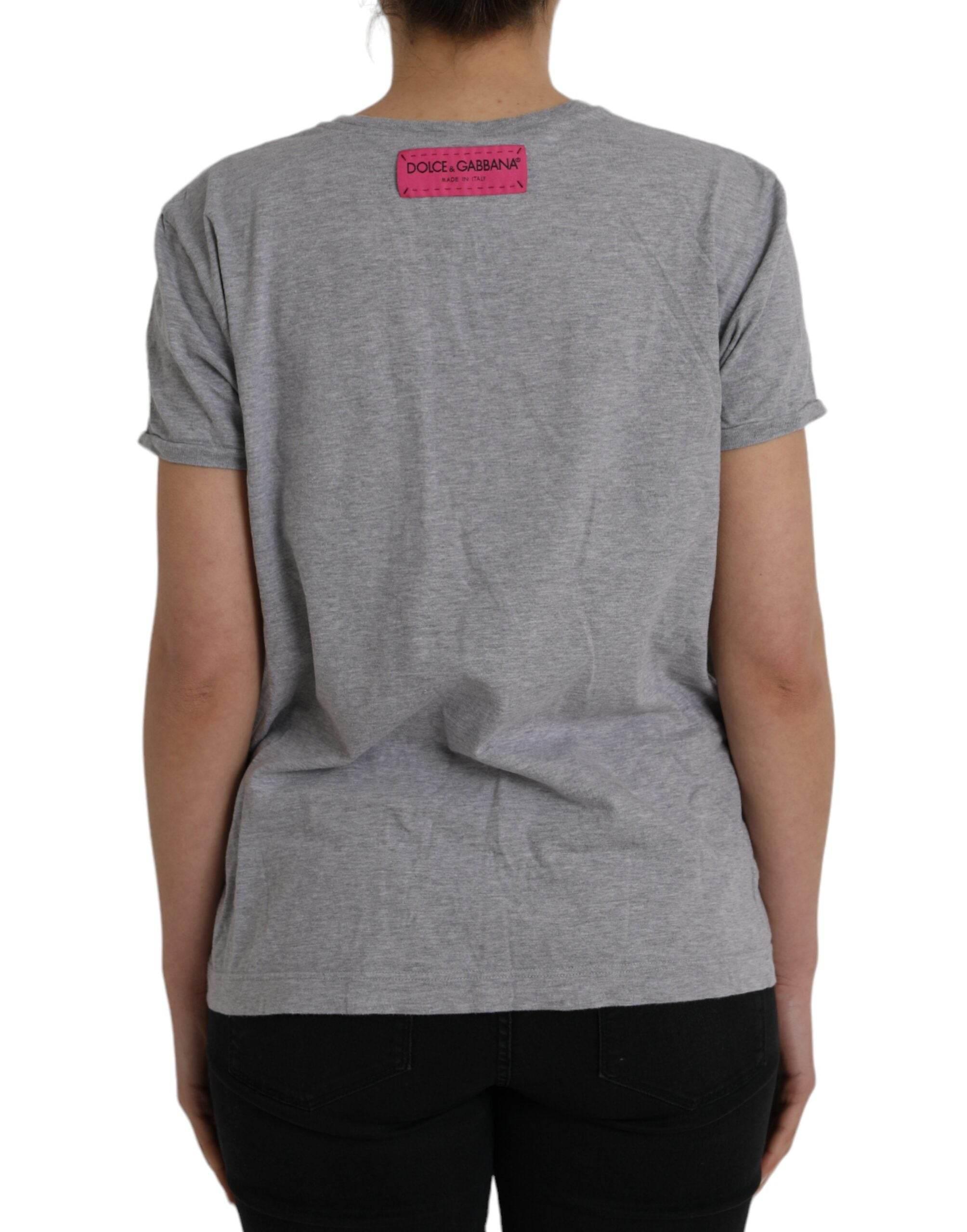 Dolce & Gabbana Gray Cotton L'Amore E'Bellezza Top T-shirt - Hilstor