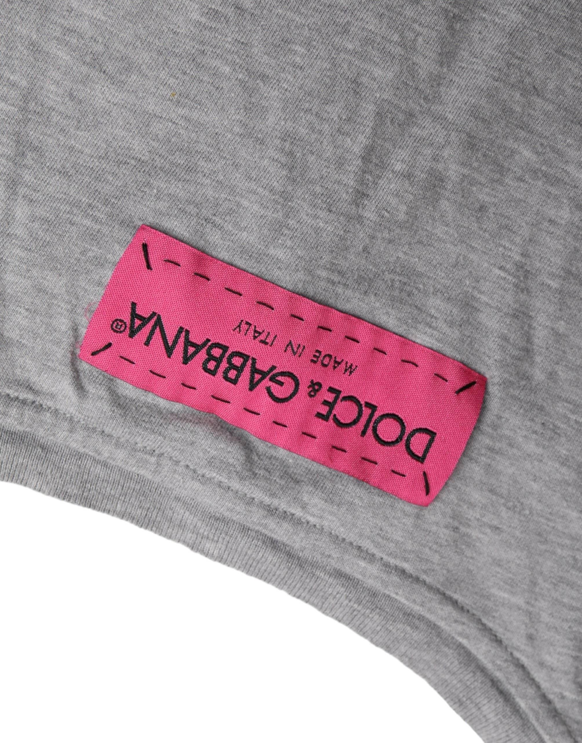 Dolce & Gabbana Gray Cotton L'Amore E'Bellezza Top T-shirt - Hilstor