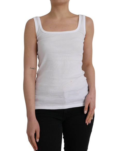 Ermanno Scervino White Cotton Sleevelesss Tank Casual Top - Hilstor