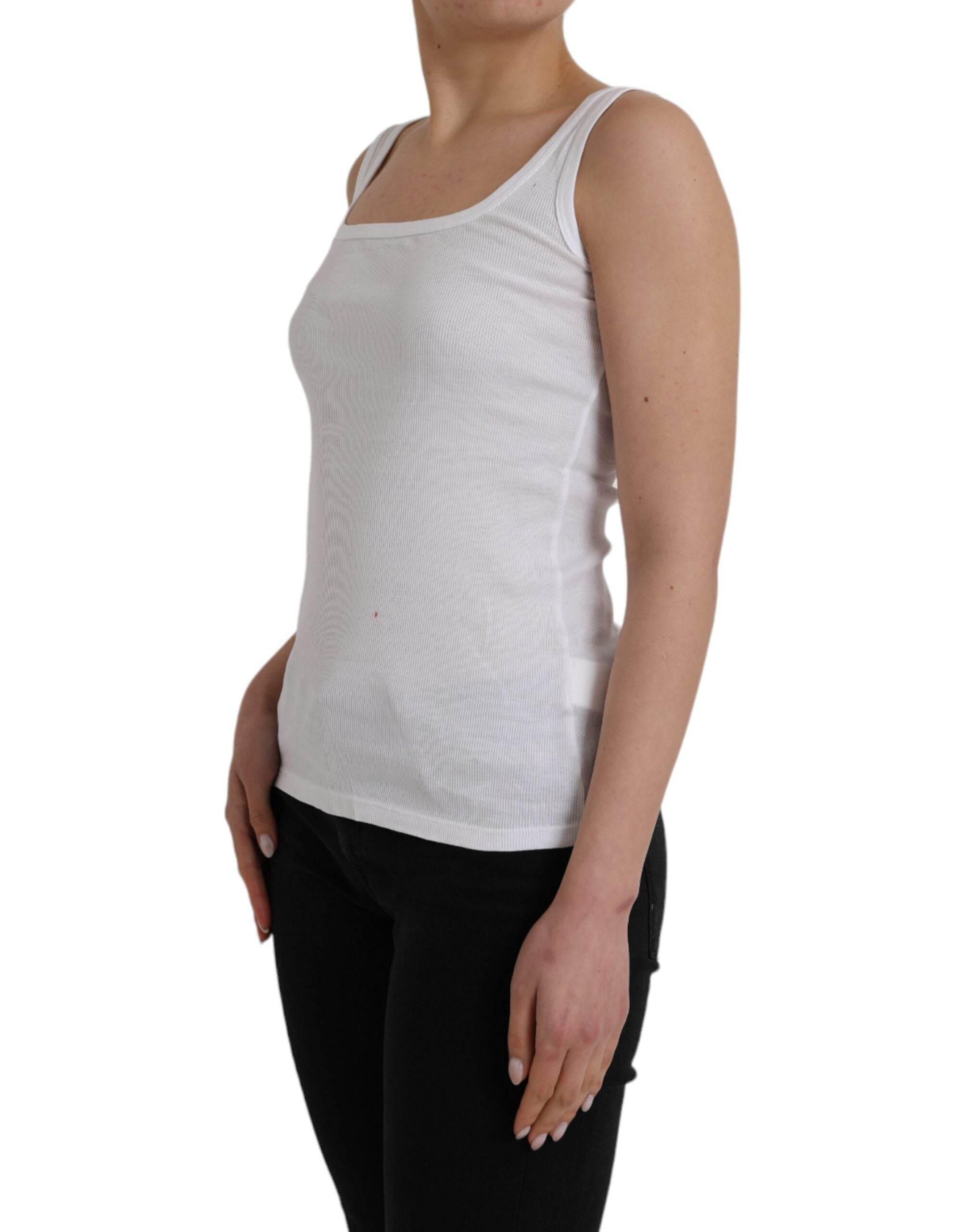 Ermanno Scervino White Cotton Sleevelesss Tank Casual Top - Hilstor