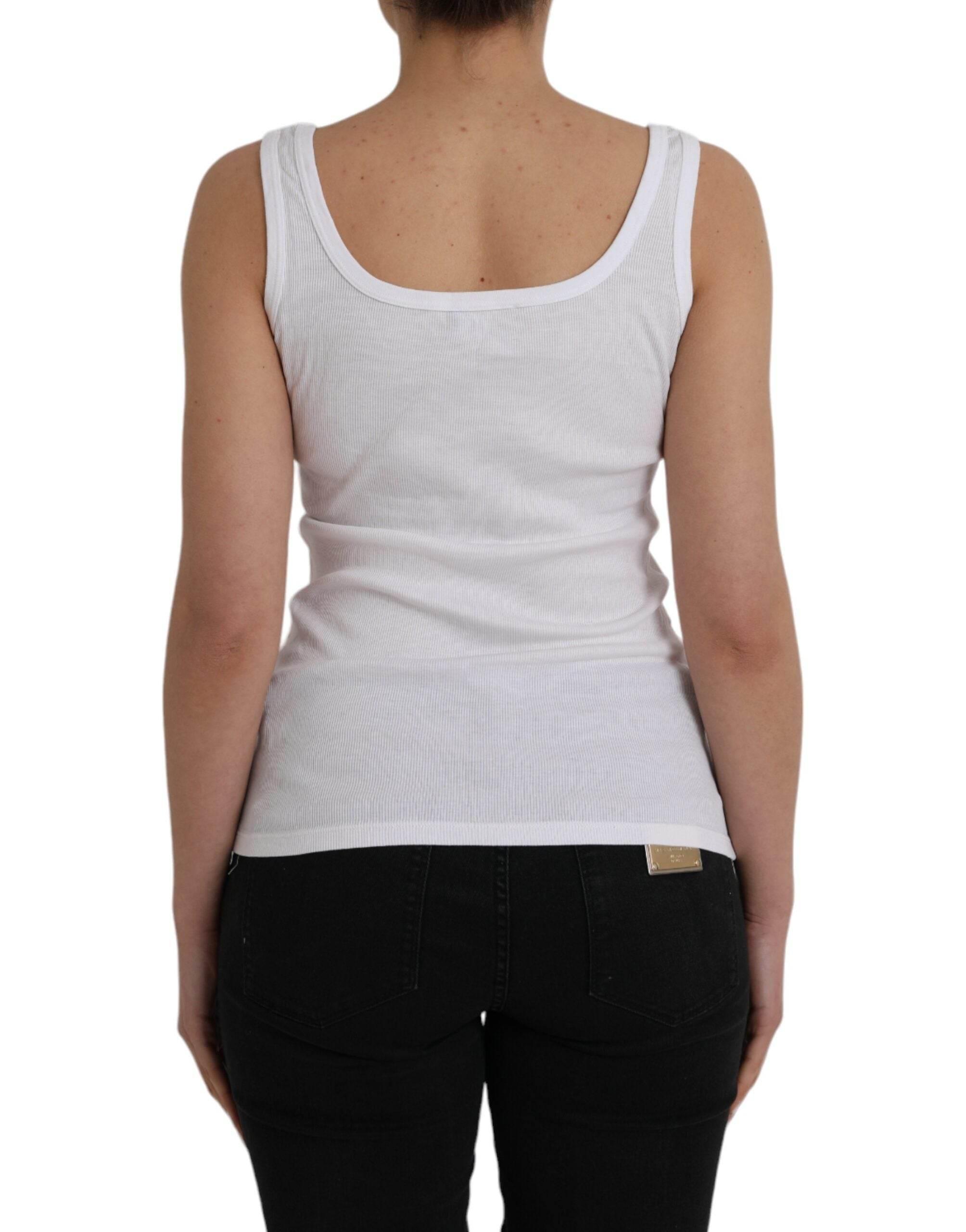 Ermanno Scervino White Cotton Sleevelesss Tank Casual Top - Hilstor