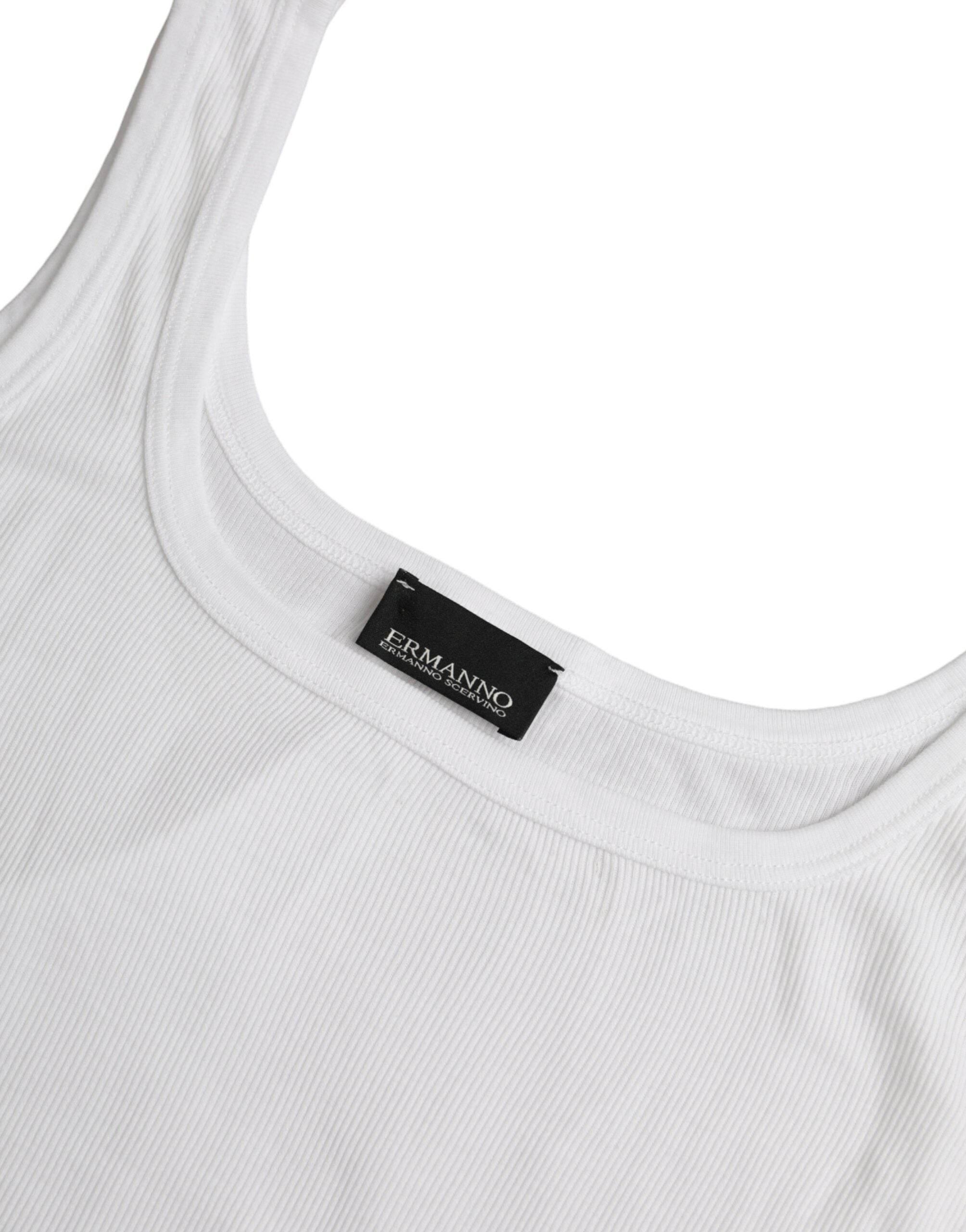 Ermanno Scervino White Cotton Sleevelesss Tank Casual Top - Hilstor