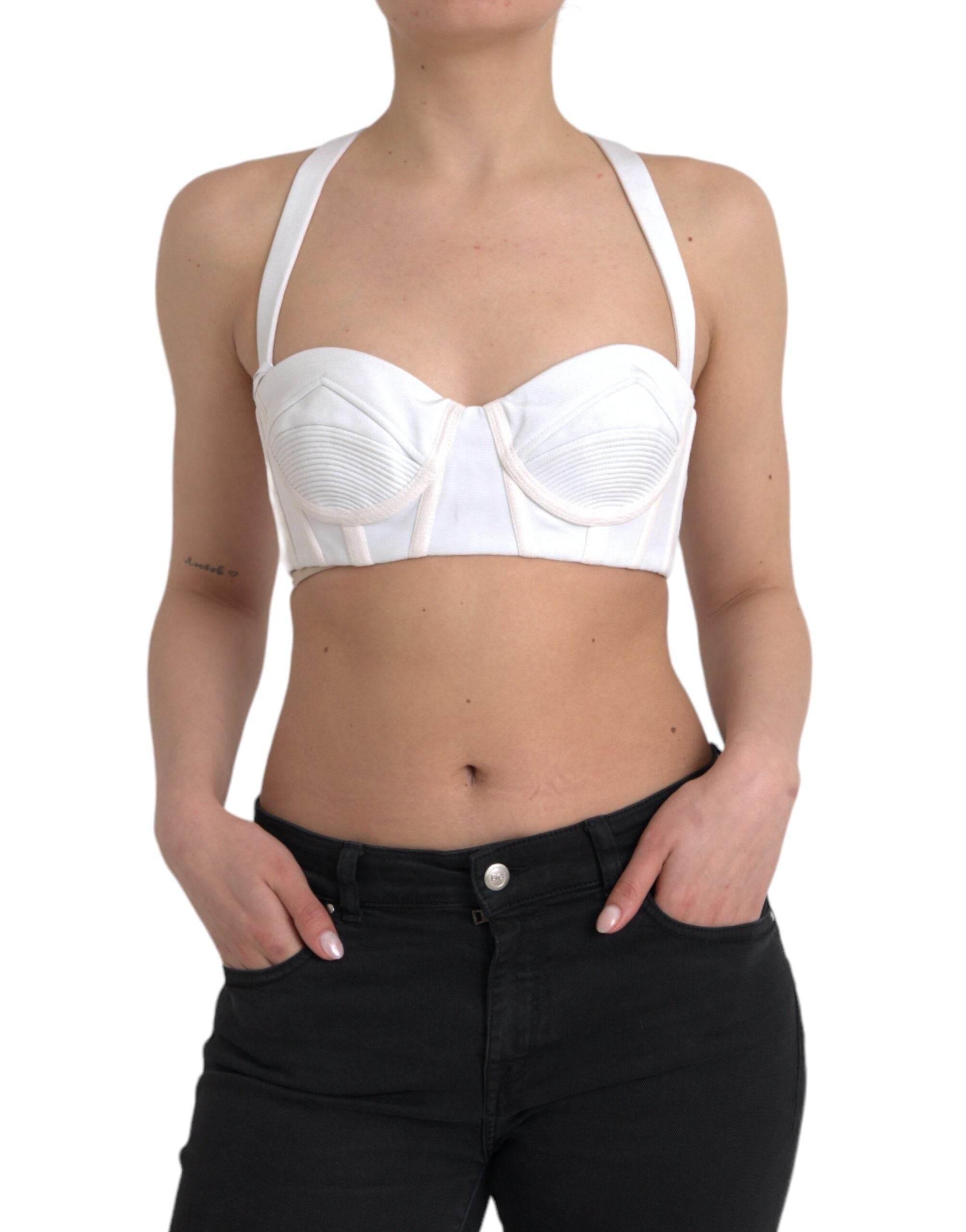 Versace White Viscose Bustier Sleeveless Cropped Top - Hilstor