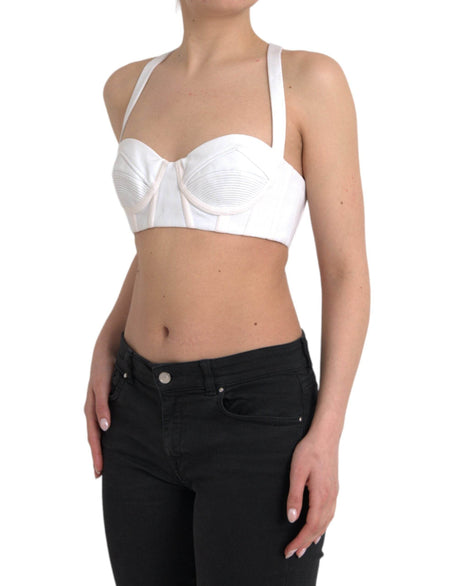 Versace White Viscose Bustier Sleeveless Cropped Top - Hilstor