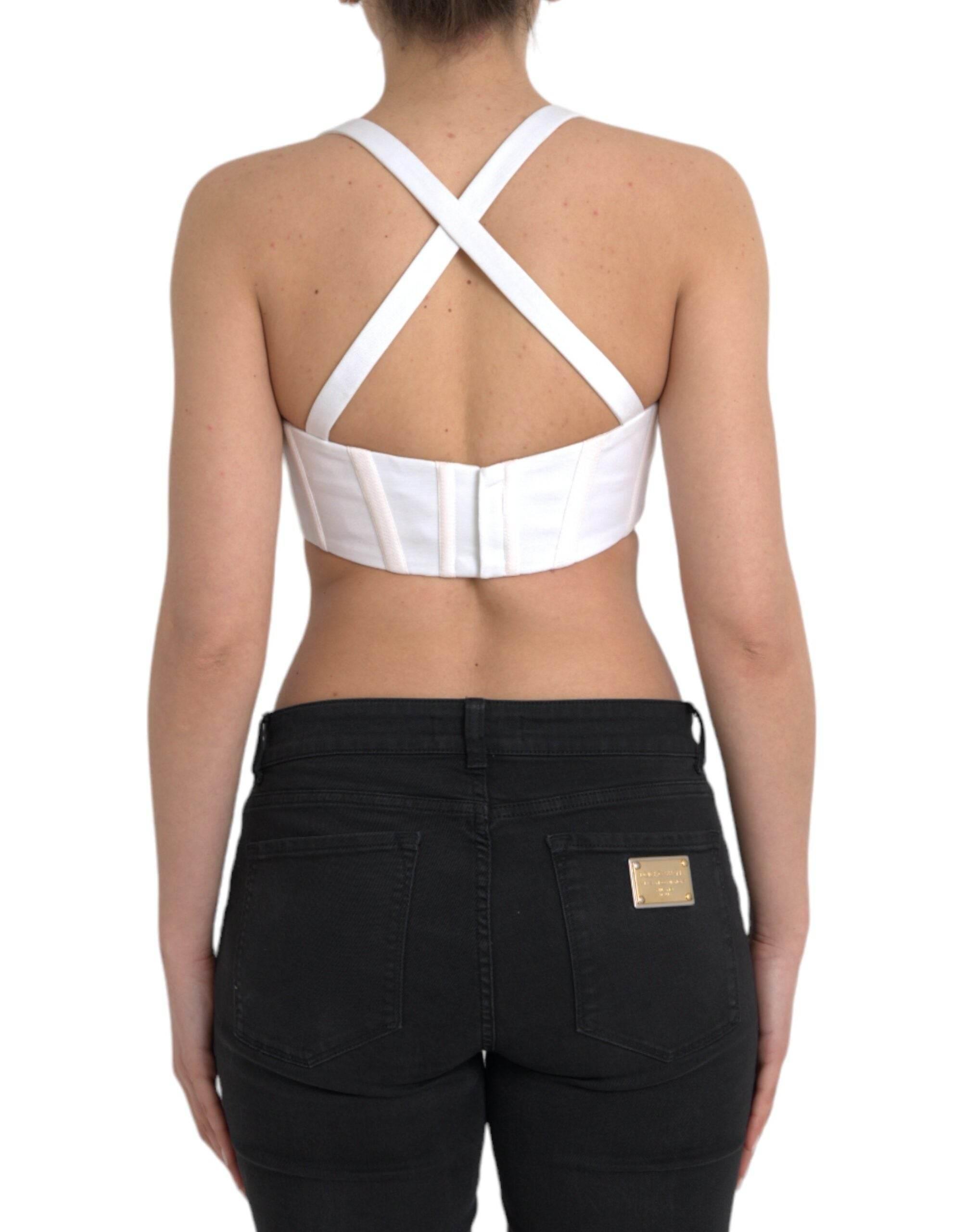 Versace White Viscose Bustier Sleeveless Cropped Top - Hilstor